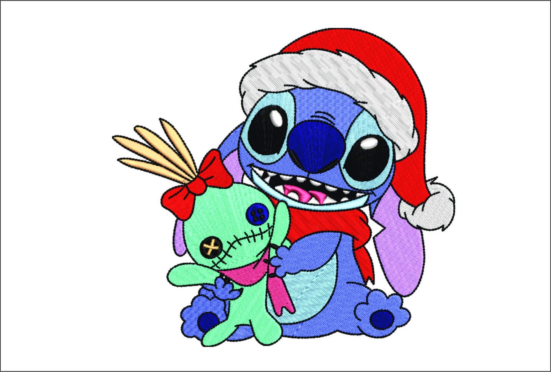 Christmas scary Stitch- Elegant embroidery design file - instant download