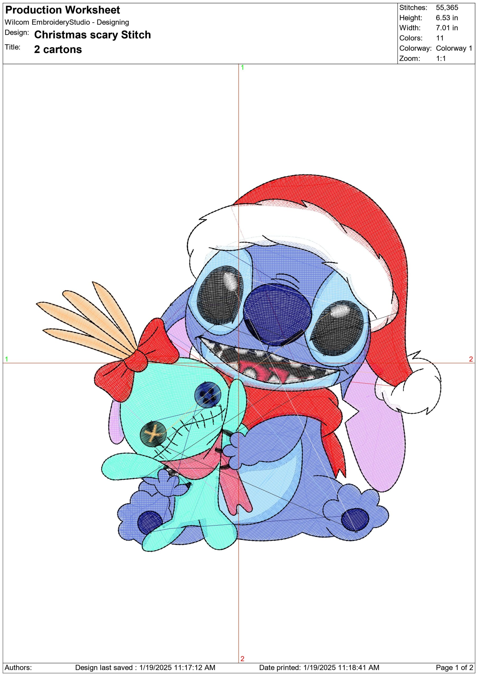 Christmas scary Stitch- Elegant embroidery design file - instant download — view 3
