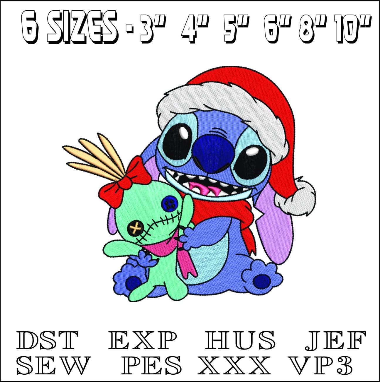 Christmas scary Stitch- Elegant embroidery design file - instant download — view 2