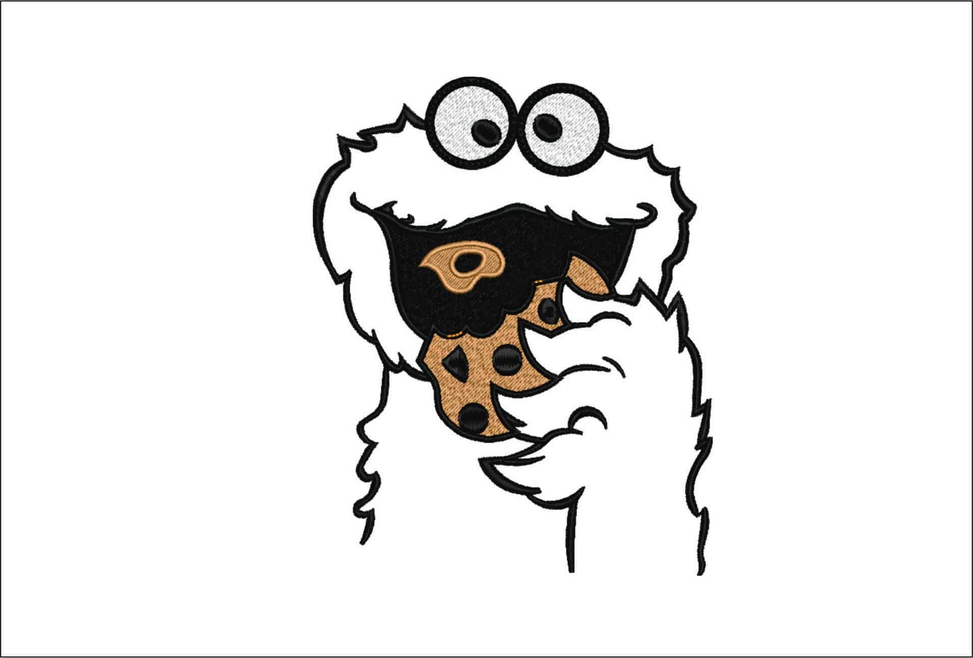 Cookie Monster Applique- Elegant embroidery design file - instant download