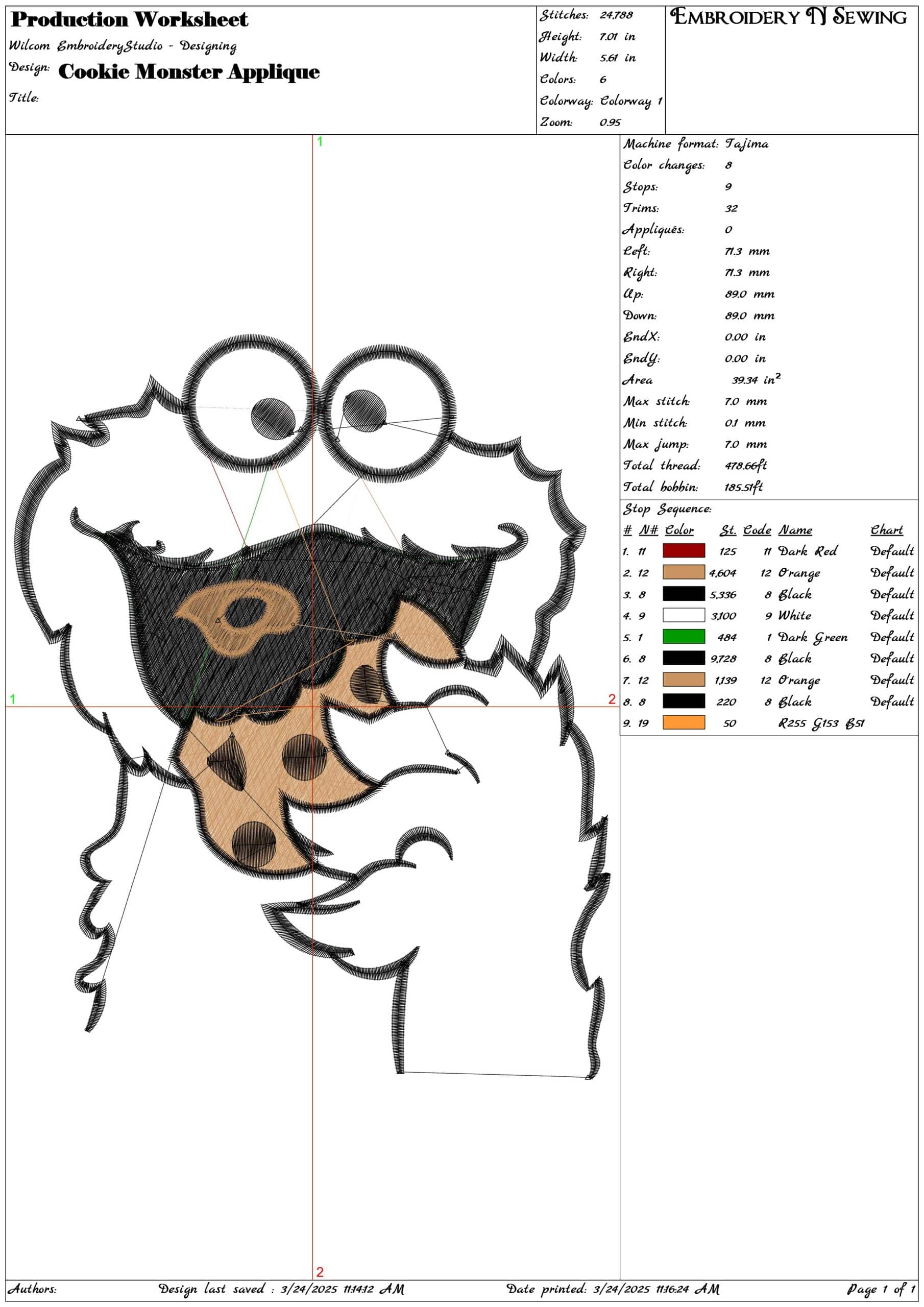 Cookie Monster Applique- Elegant embroidery design file - instant download — view 3