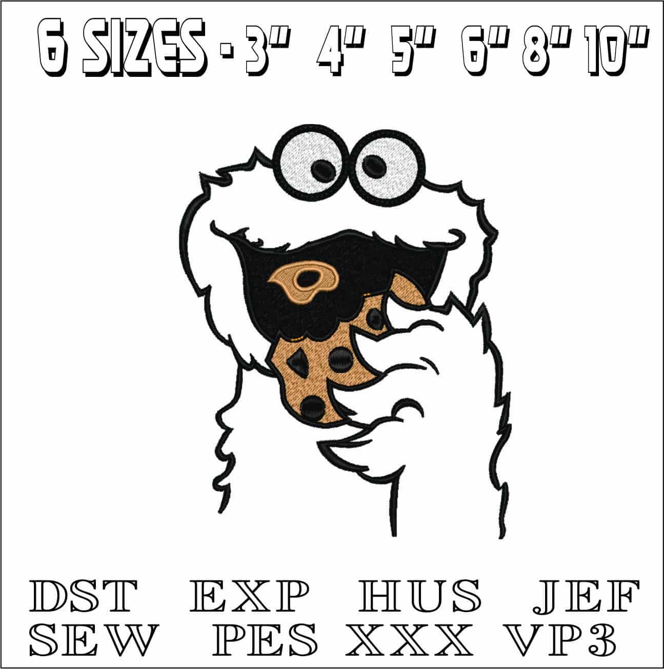 Cookie Monster Applique- Elegant embroidery design file - instant download — view 2