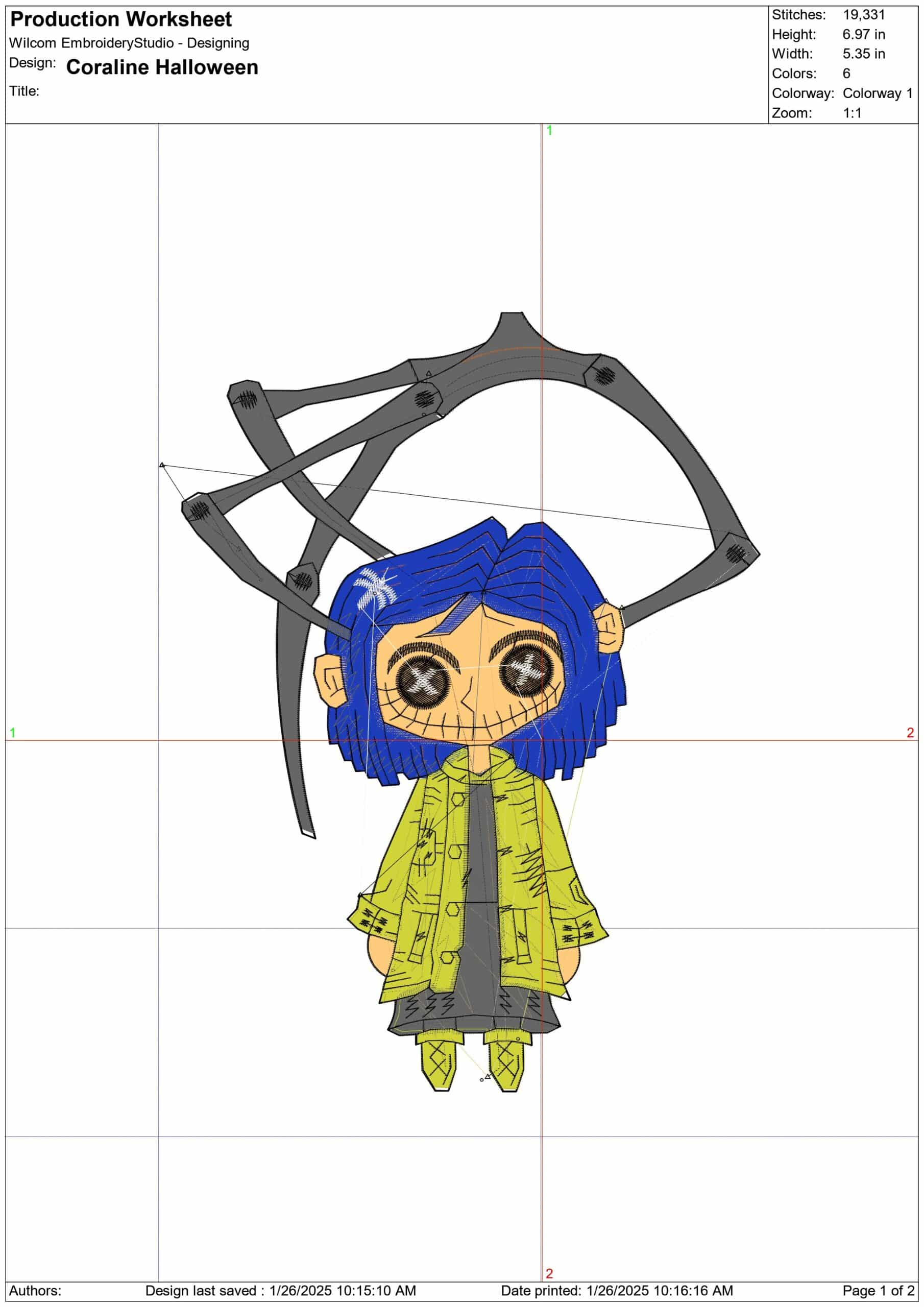 Coraline Halloween- Elegant embroidery design file - instant download — view 3