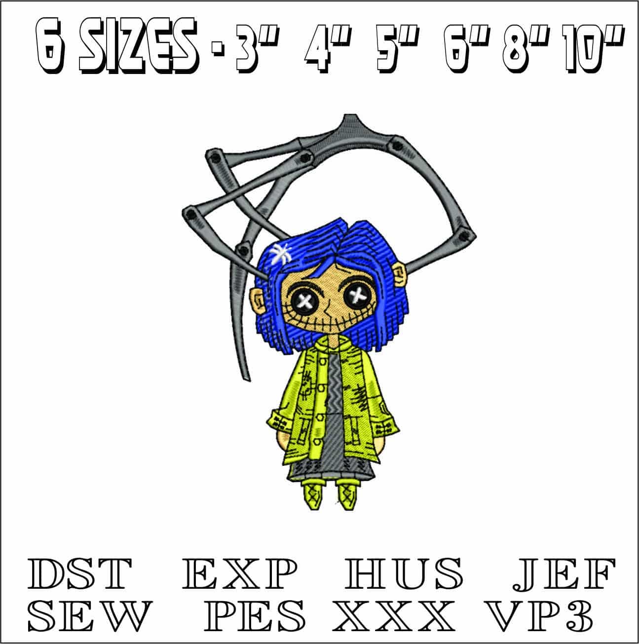 Coraline Halloween- Elegant embroidery design file - instant download — view 2