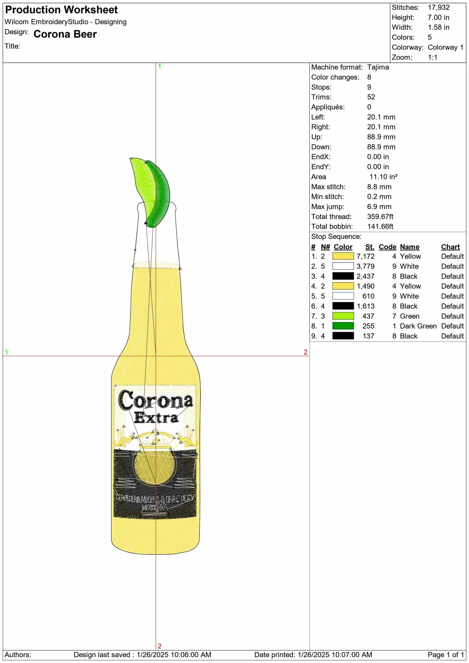 Corona Beer- Elegant embroidery design file - instant download — view 3