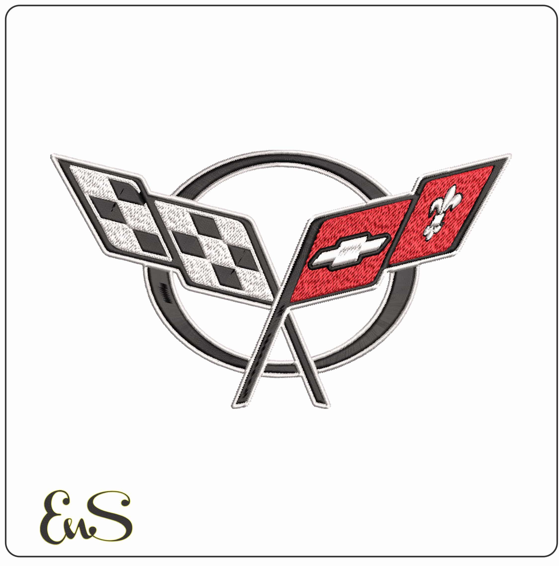 Corvette C5 Embelm- Elegant embroidery design file - instant download