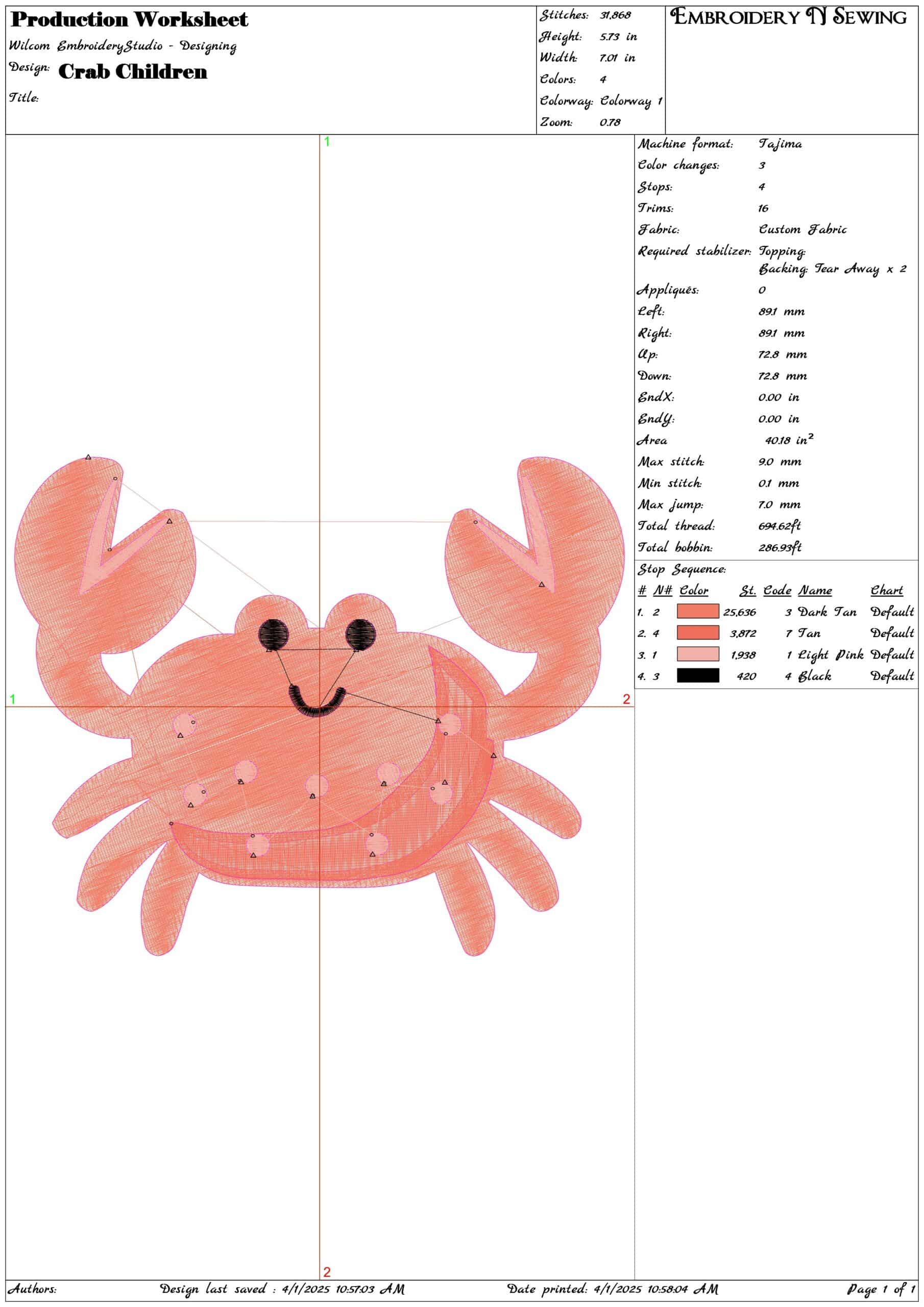 Crab Children- Elegant embroidery design file - instant download — view 3