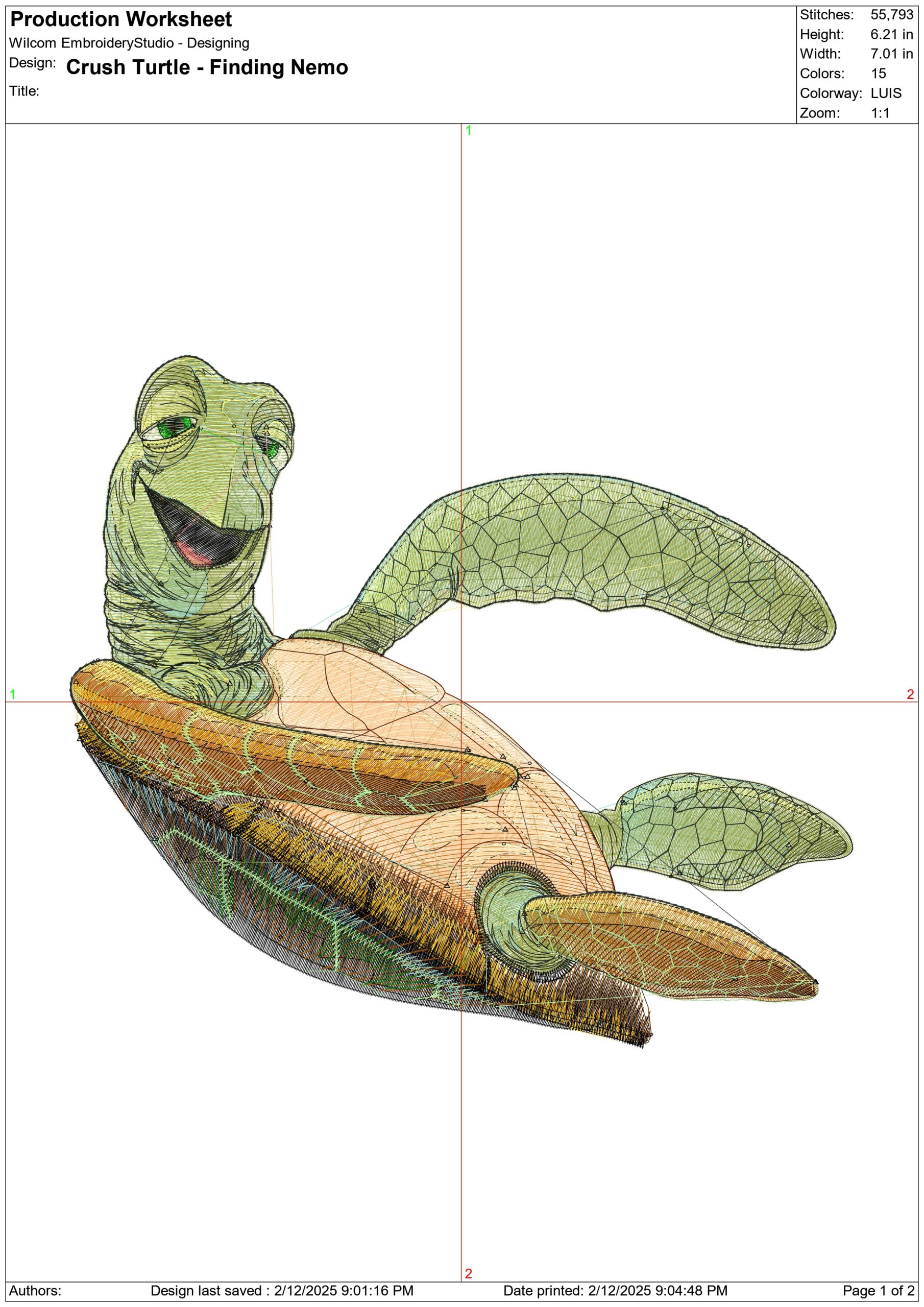 Crush Turtle - Finding Nemo- Elegant embroidery design file - instant download — view 3