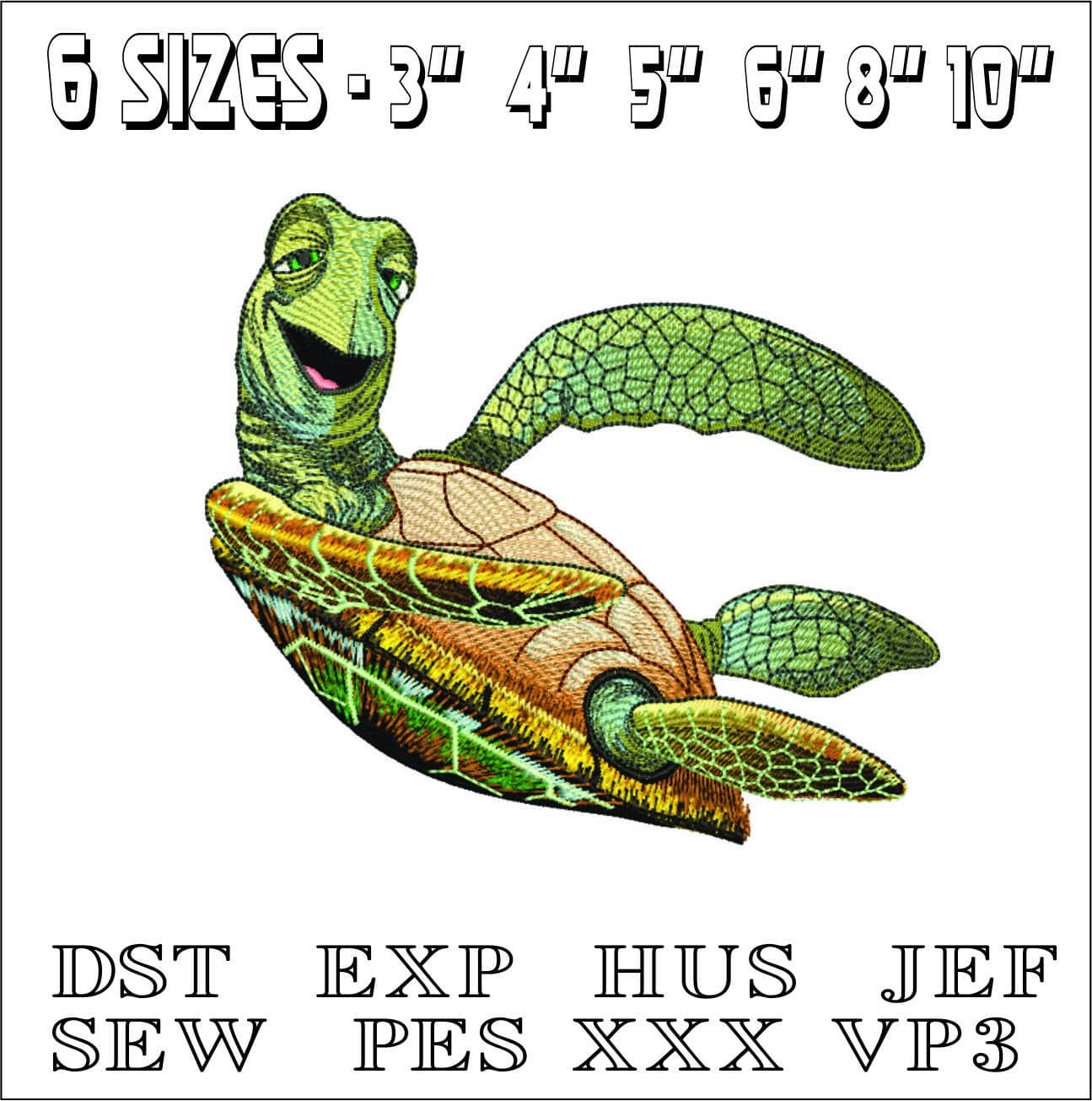 Crush Turtle - Finding Nemo- Elegant embroidery design file - instant download — view 2