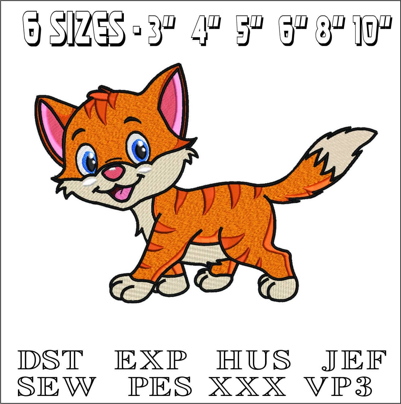 Cute Ginger Cat- Elegant embroidery design file - instant download — view 2