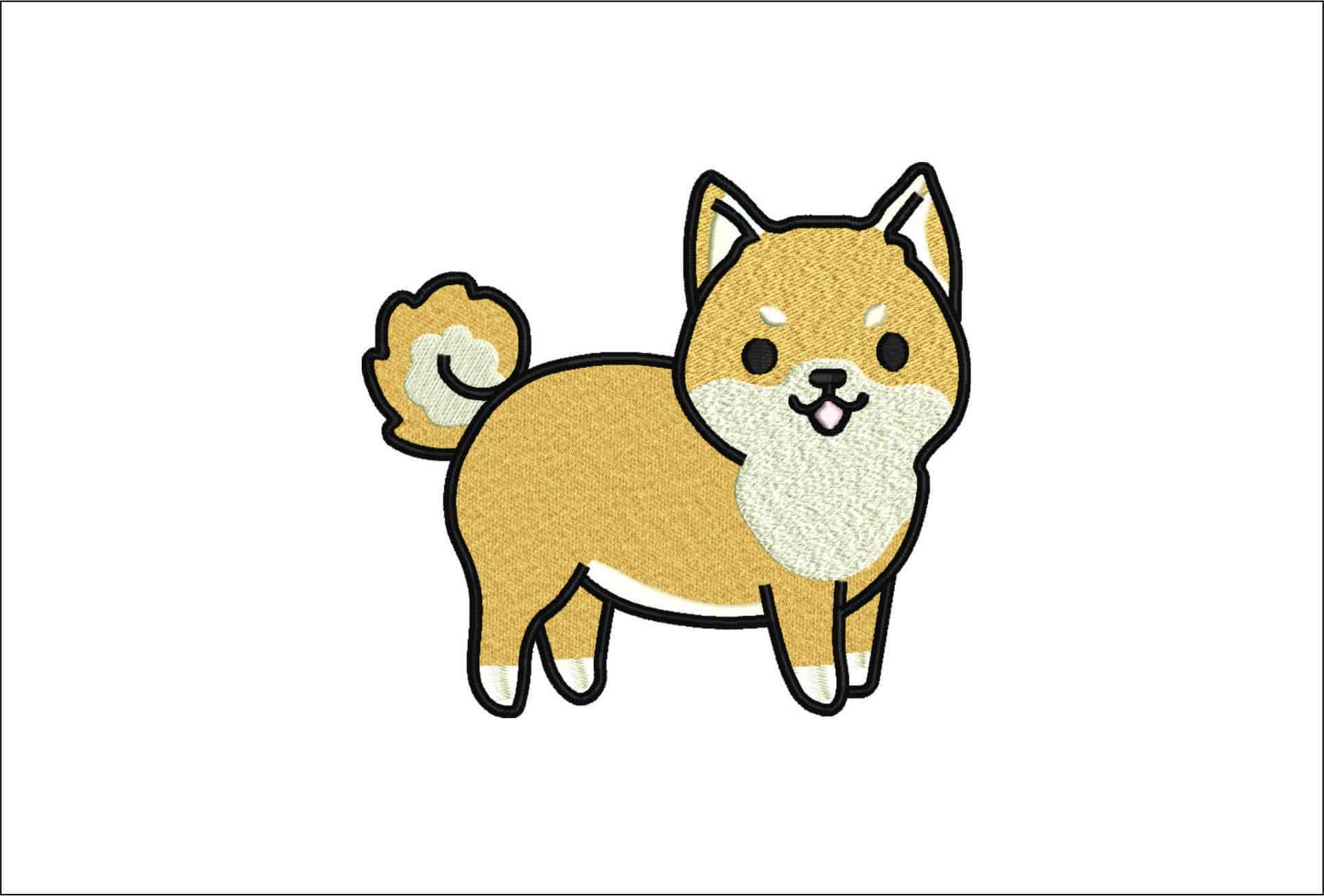Cute Dog Corgi Puppy- Elegant embroidery design file - instant download