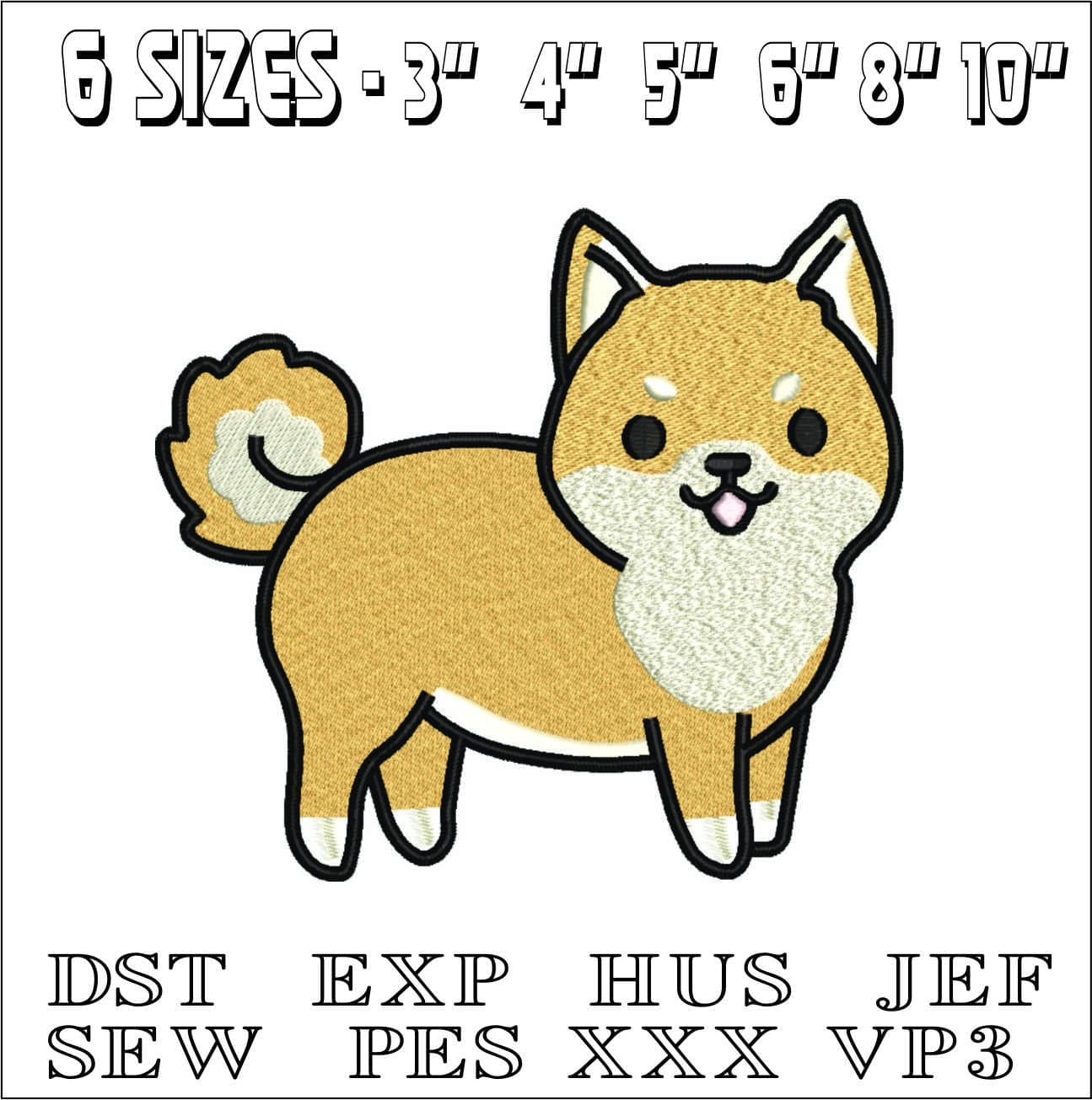 Cute Dog Corgi Puppy- Elegant embroidery design file - instant download — view 2