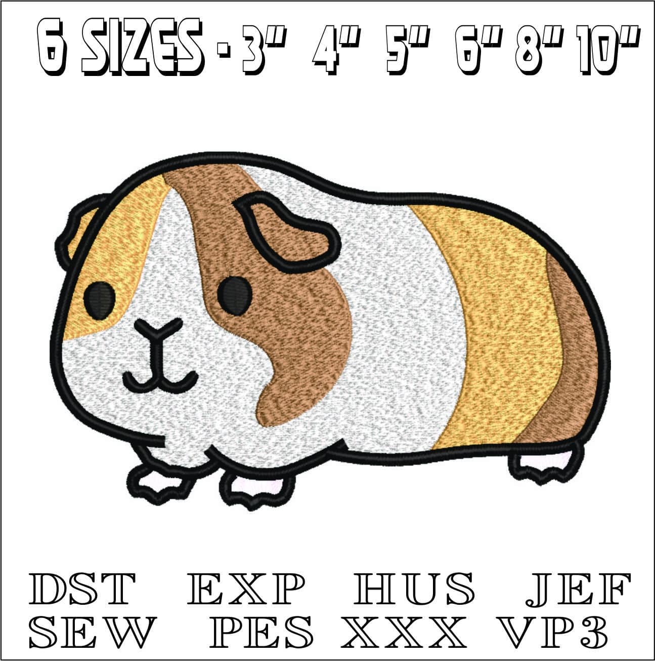 Cute Guinea Pig- Elegant embroidery design file - instant download — view 2