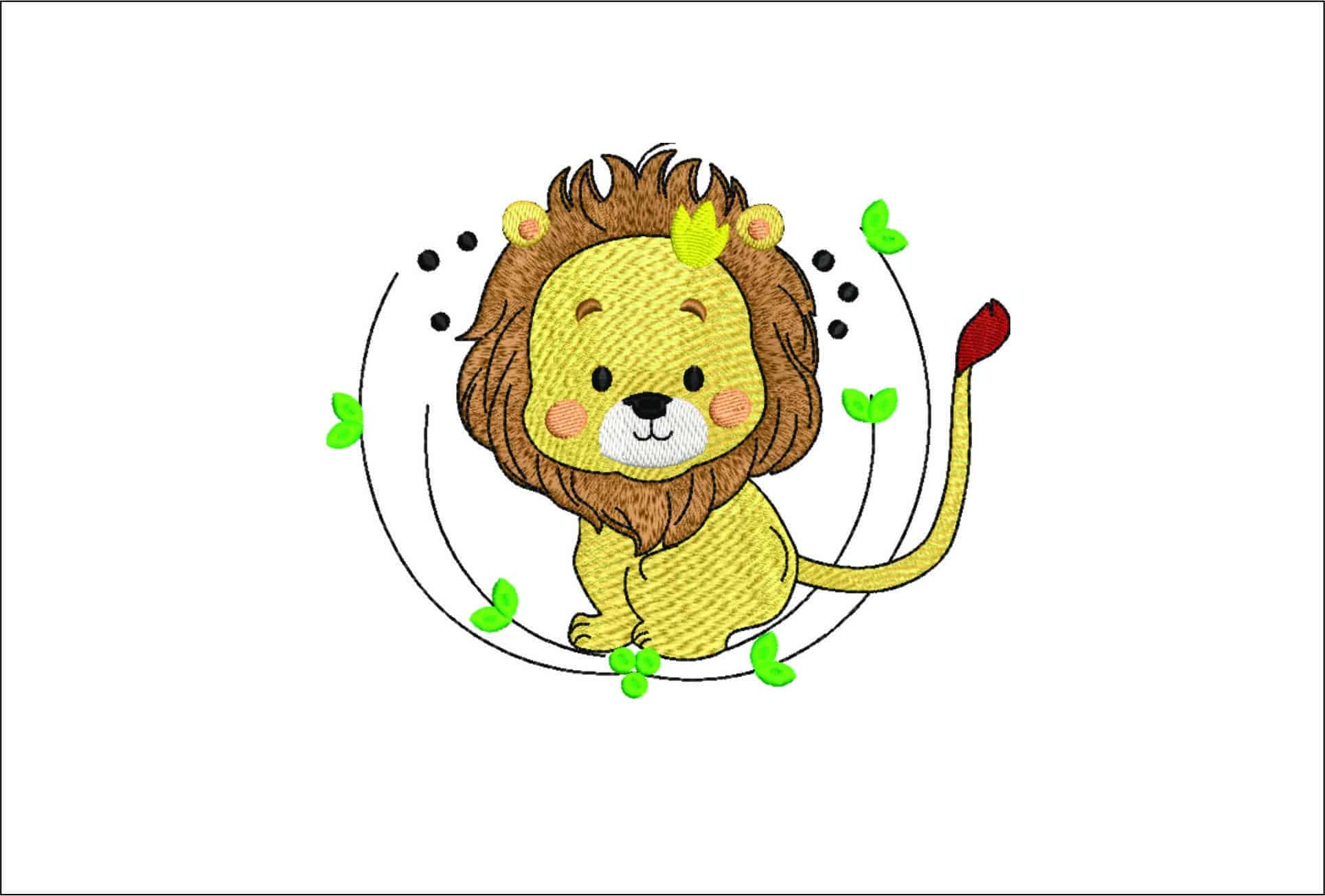 Cute Lion- Elegant embroidery design file - instant download
