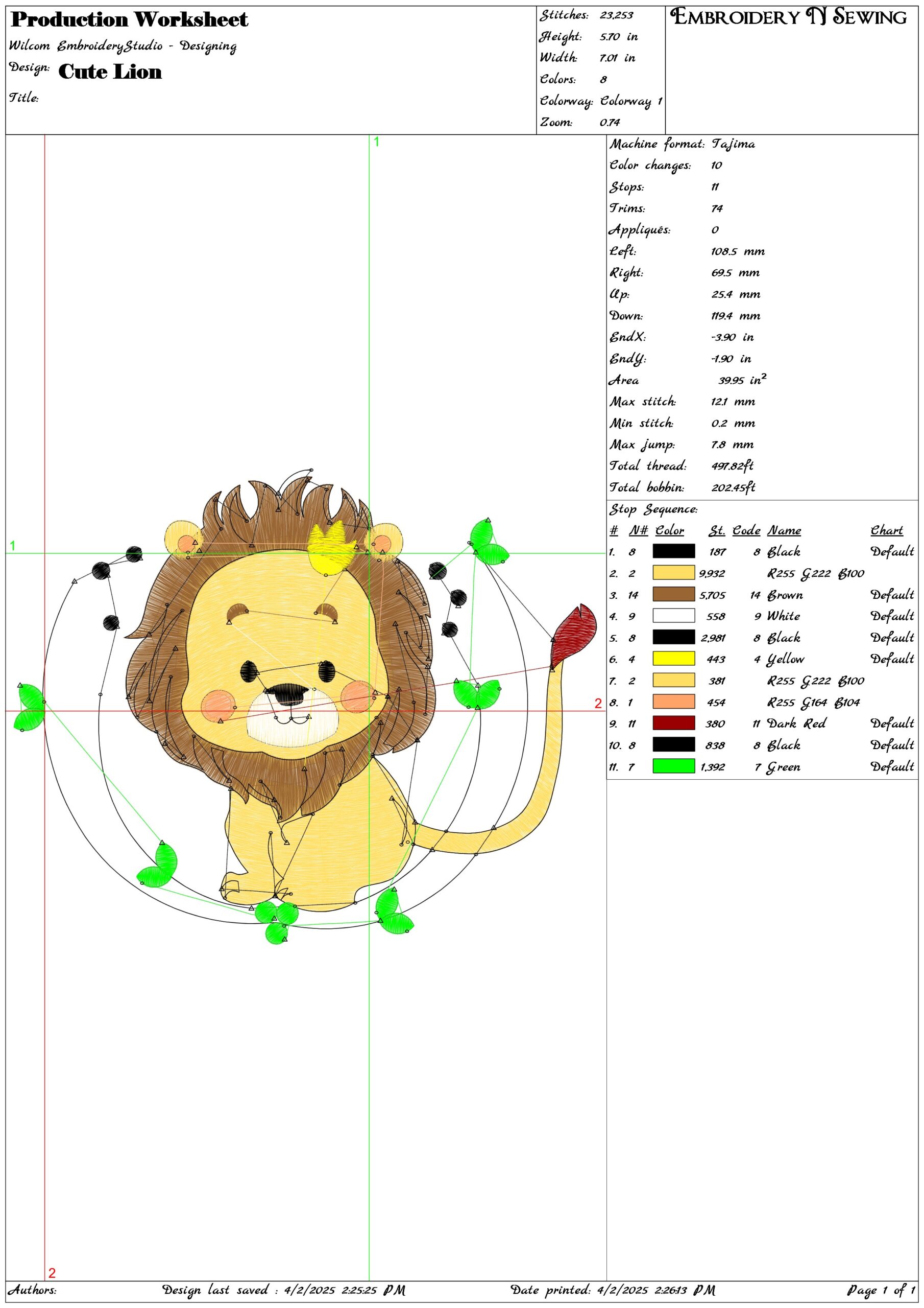 Cute Lion- Elegant embroidery design file - instant download — view 3