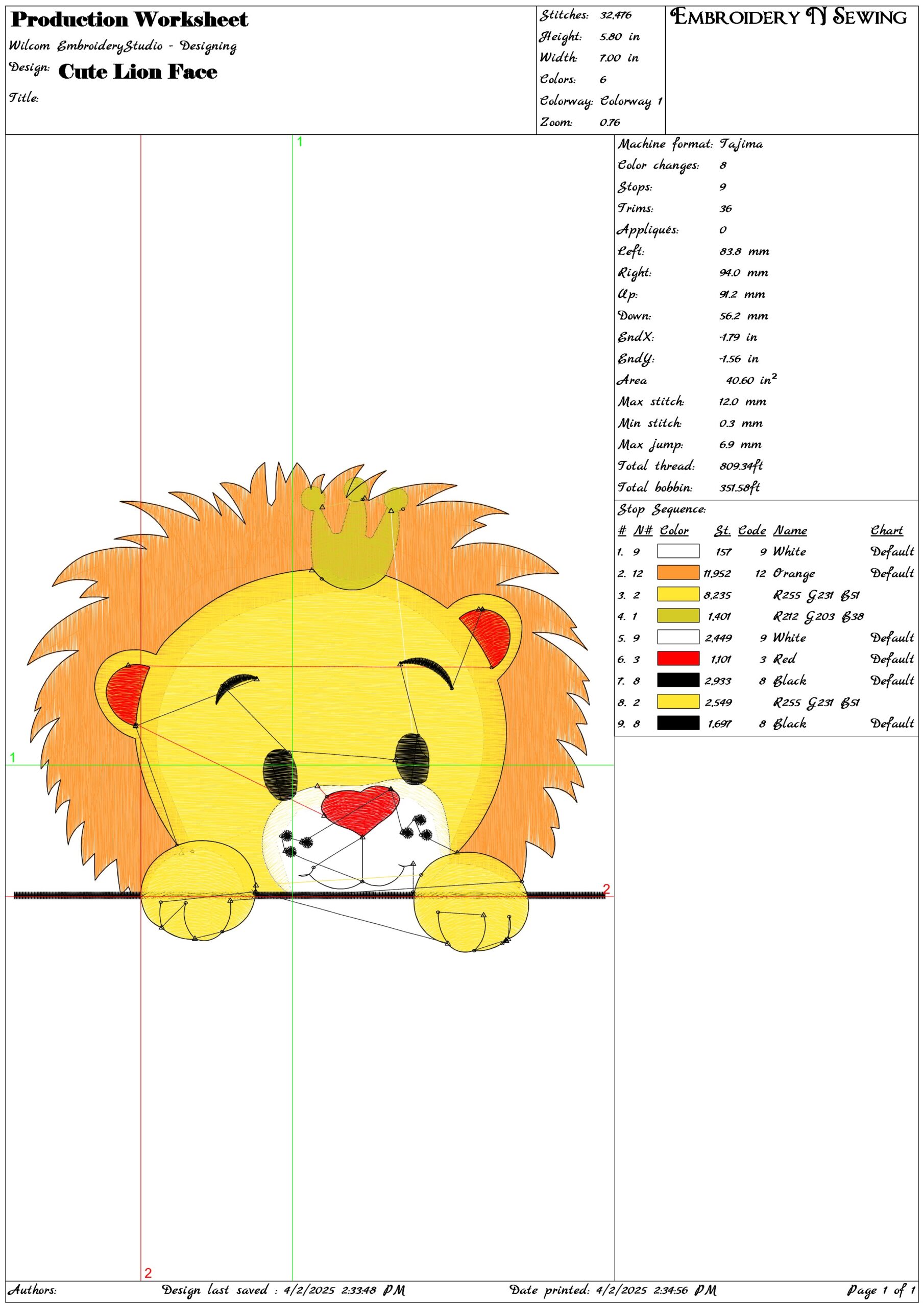 Cute Lion Face- Elegant embroidery design file - instant download — view 3
