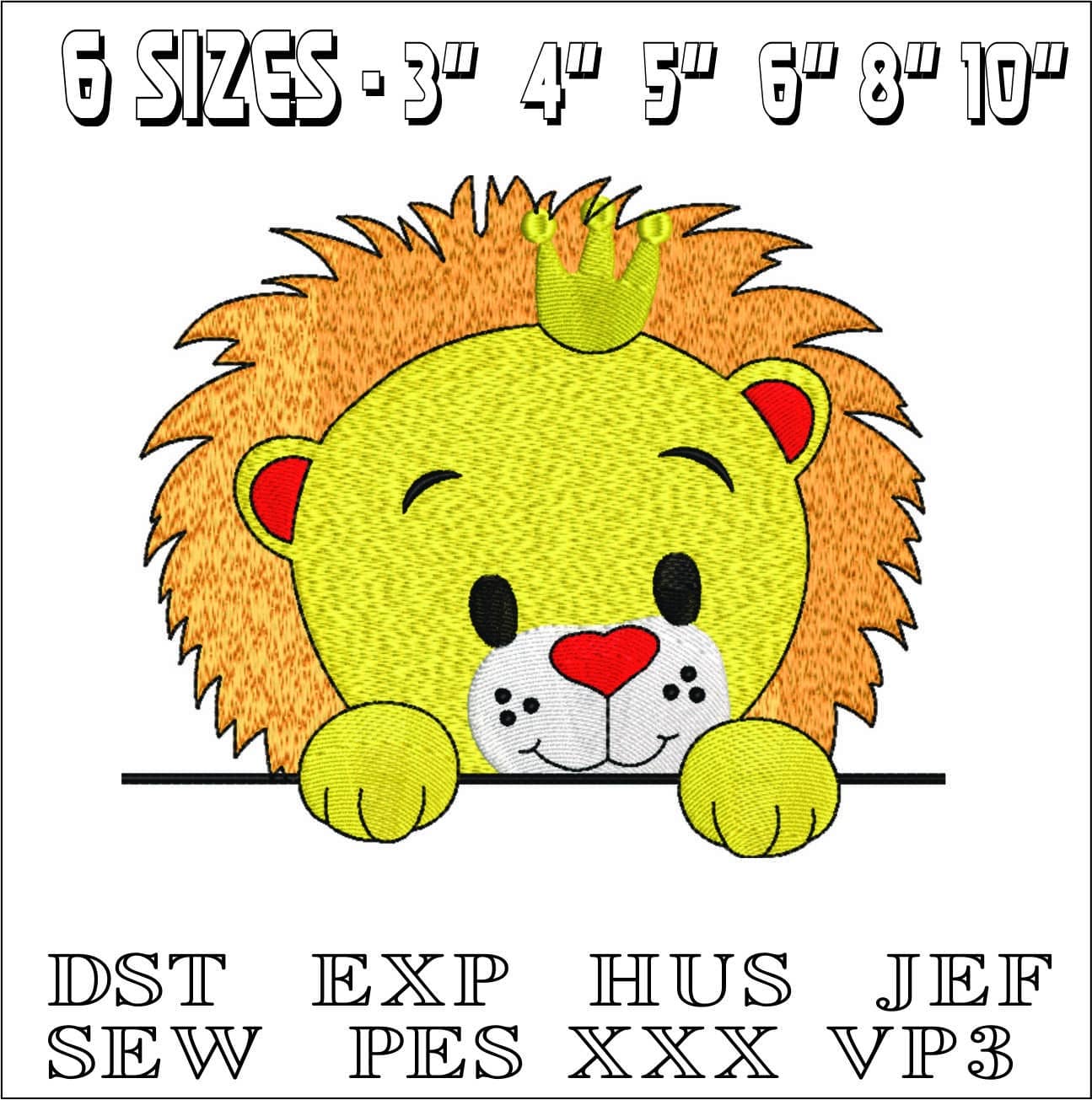 Cute Lion Face- Elegant embroidery design file - instant download — view 2