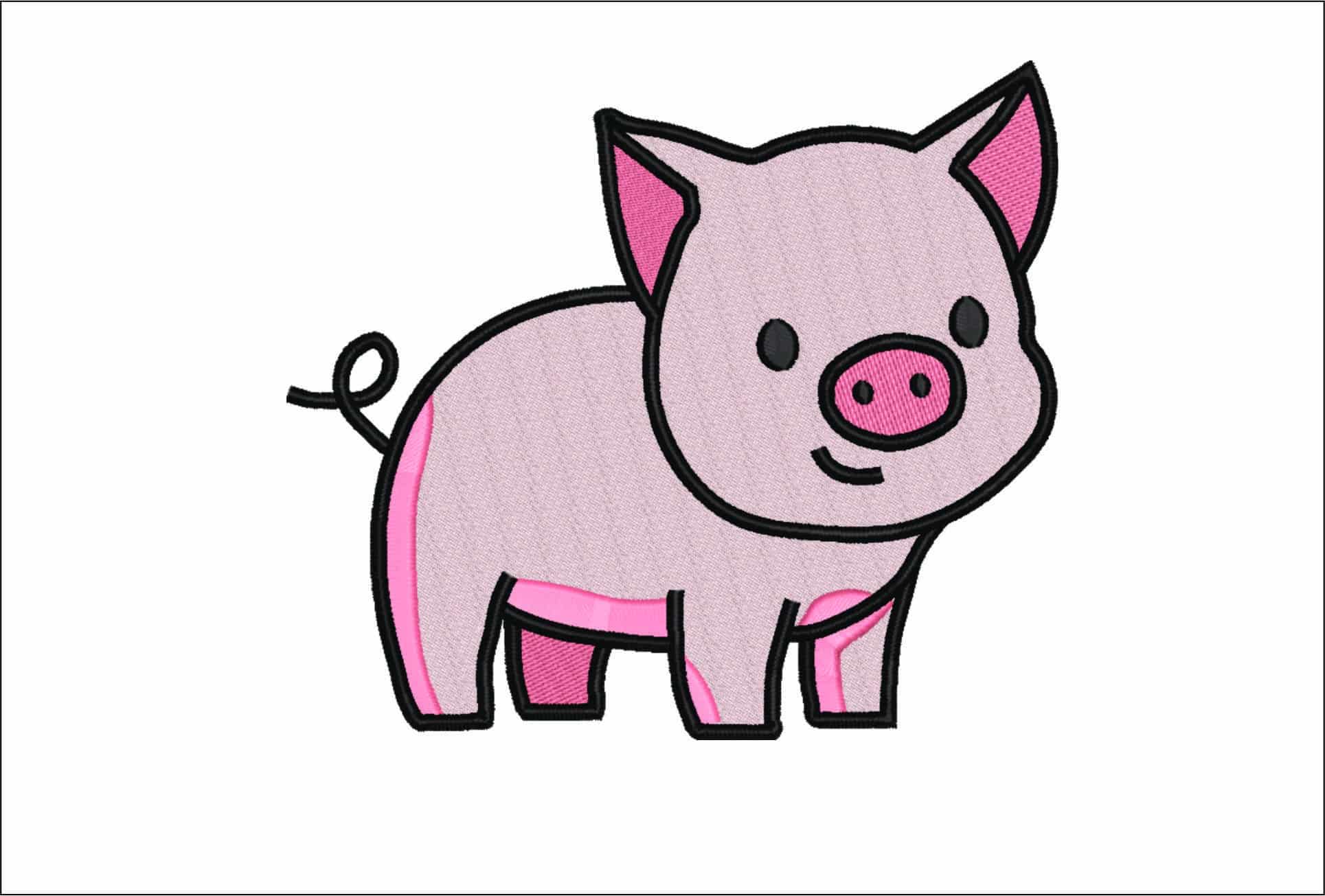 Cute Little Piggy- Elegant embroidery design file - instant download
