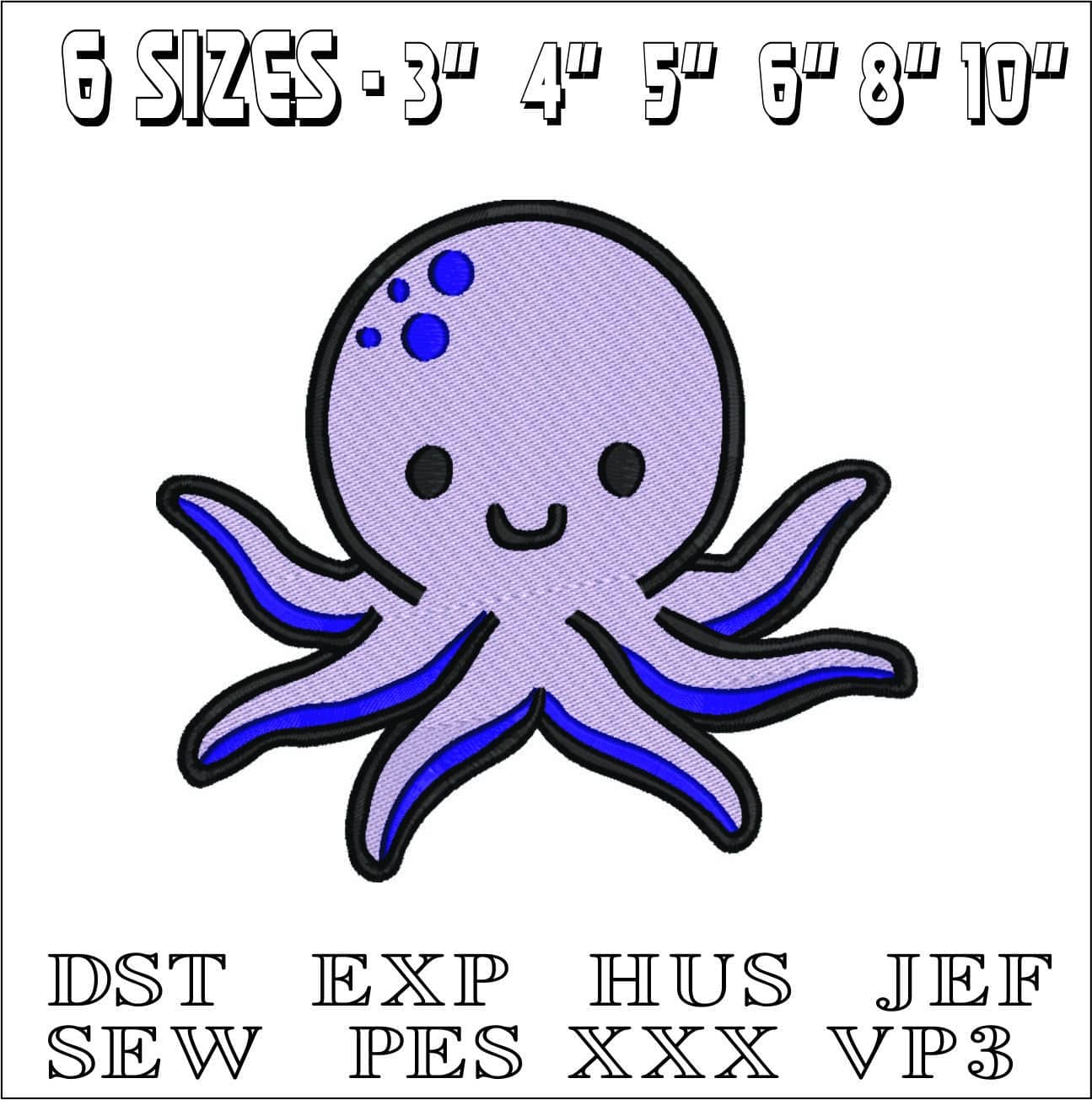Cute Octopus- Elegant embroidery design file - instant download — view 2