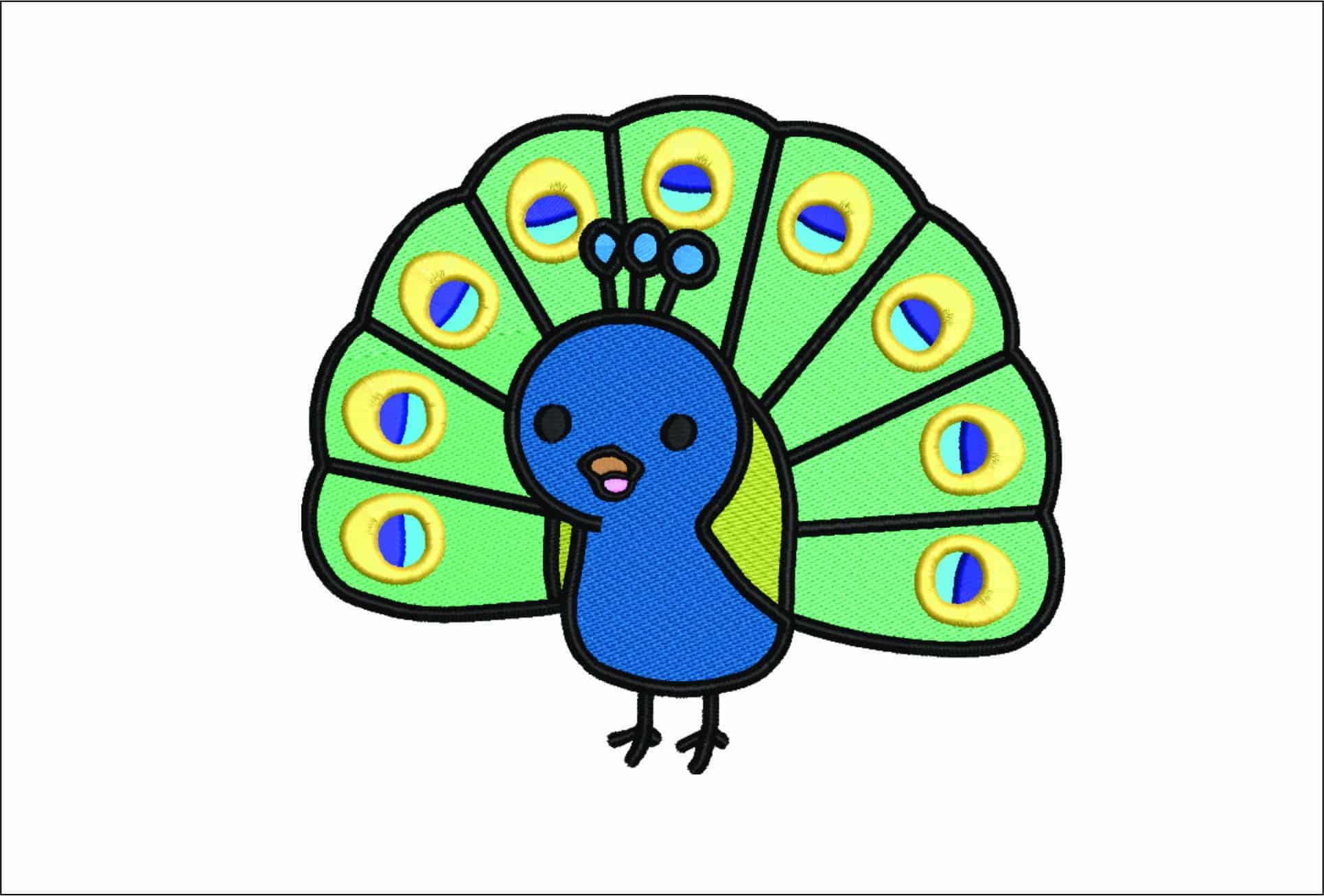 Cute Peacock Children- Elegant embroidery design file - instant download