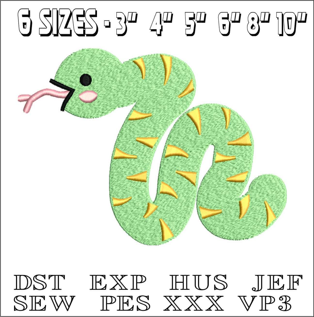 Cute Snake Children- Elegant embroidery design file - instant download — view 2