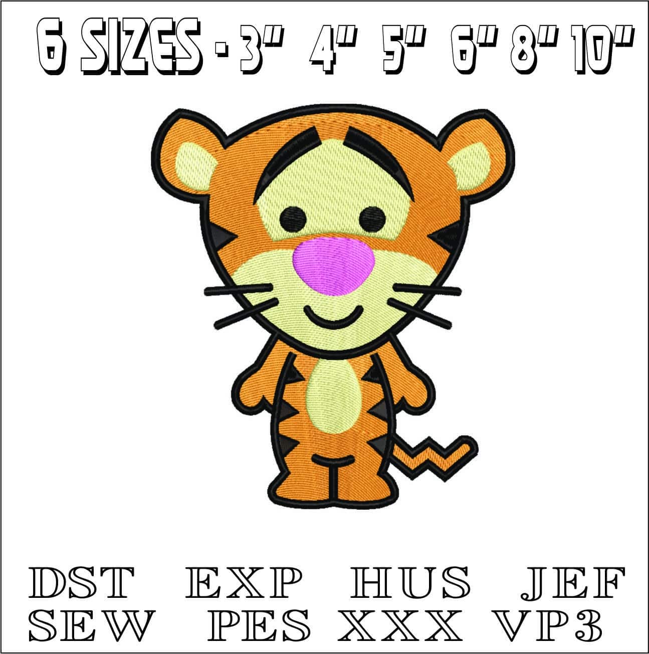 Cute Tiger Children- Elegant embroidery design file - instant download — view 2