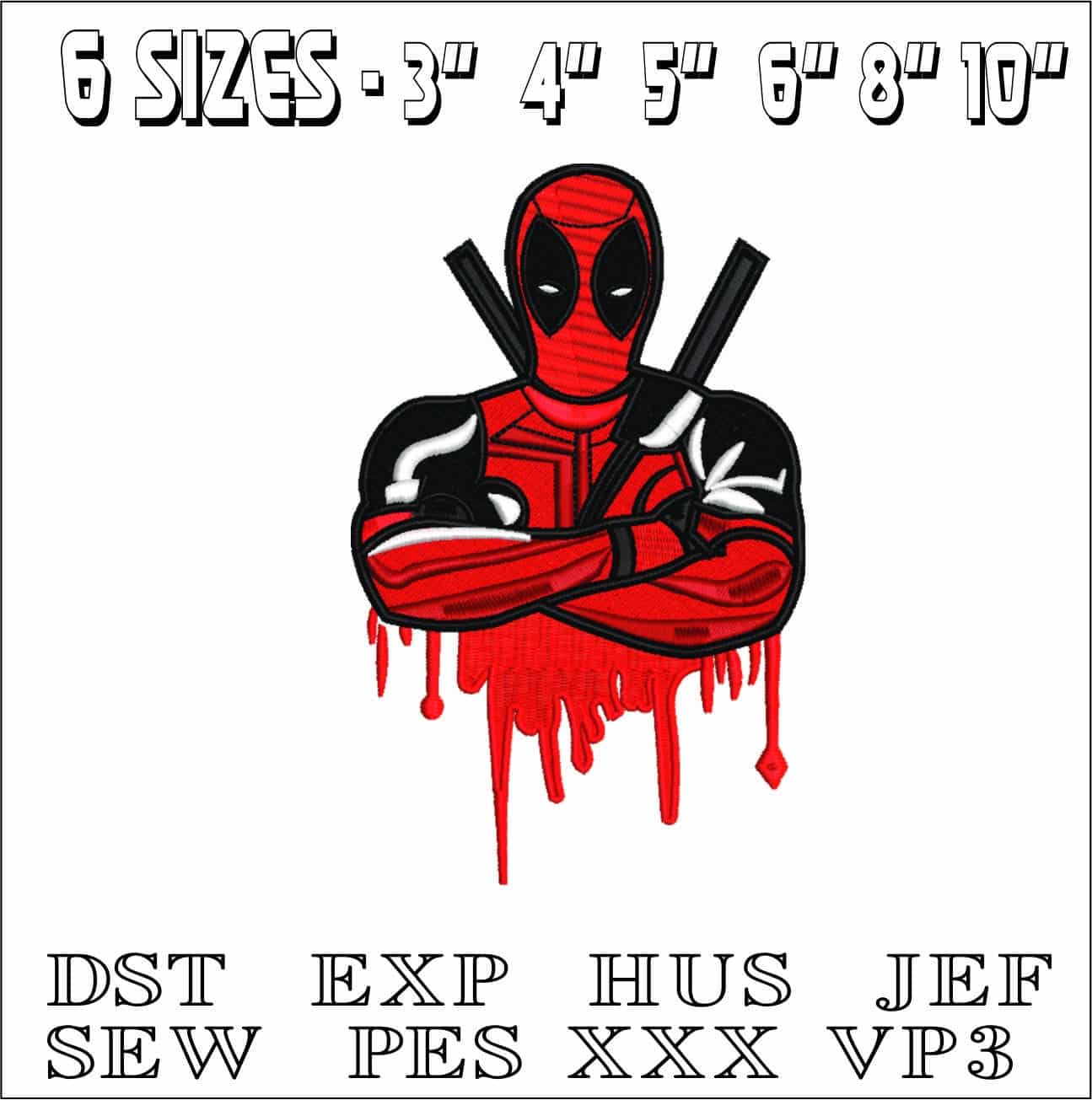 Deadpool- Elegant embroidery design file - instant download — view 2