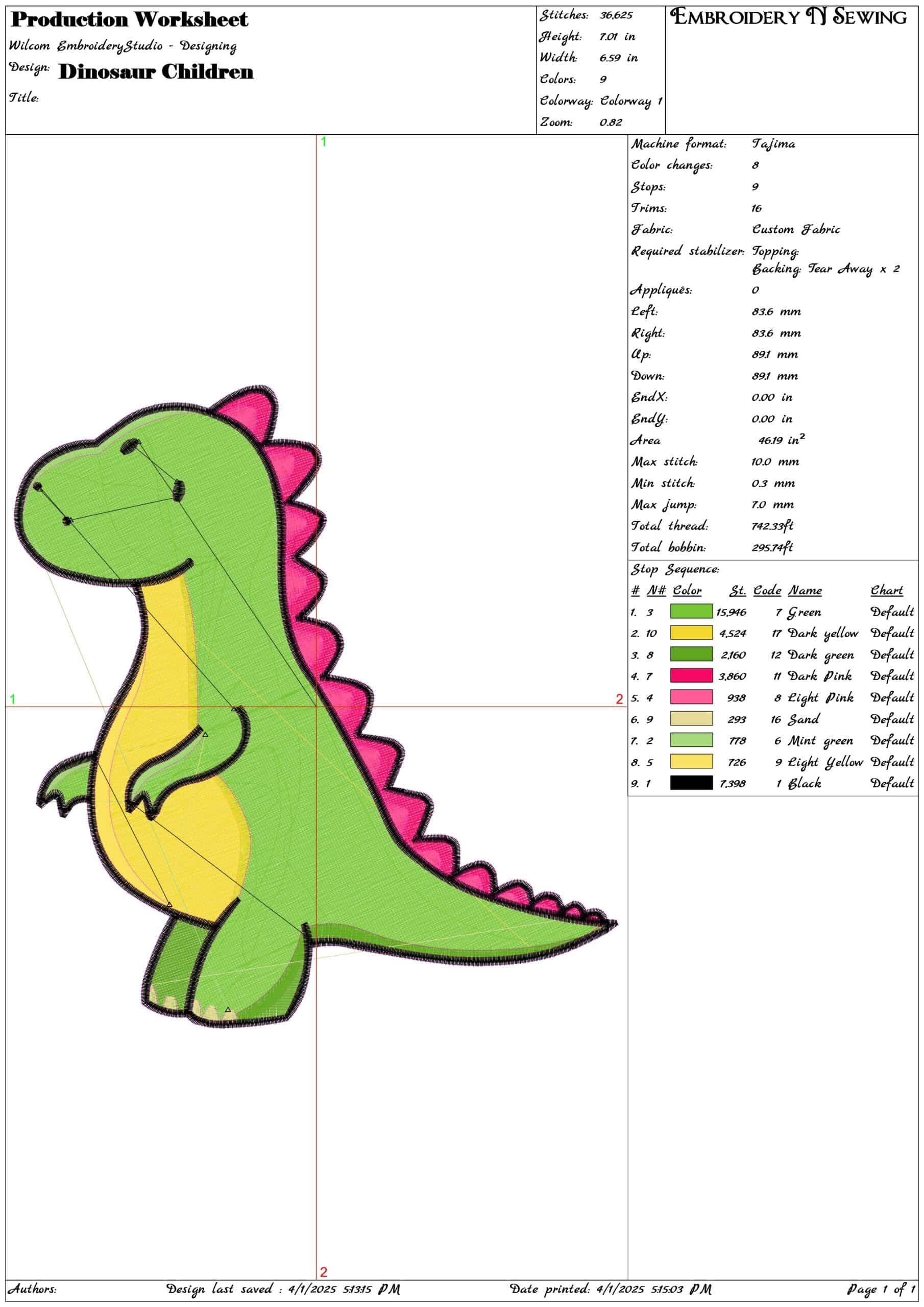 Dinosaur Children- Elegant embroidery design file - instant download — view 3
