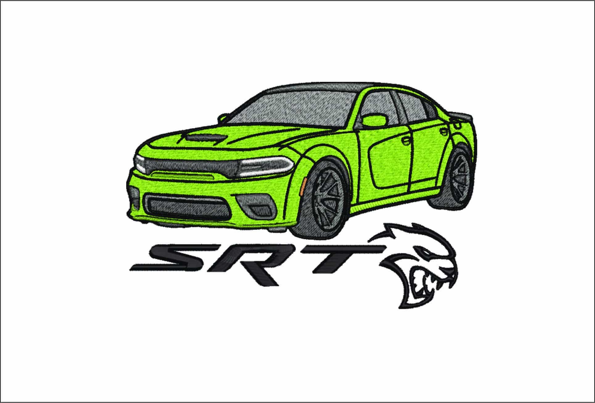 Dodge Charger Hellcat srt- Elegant embroidery design file - instant download