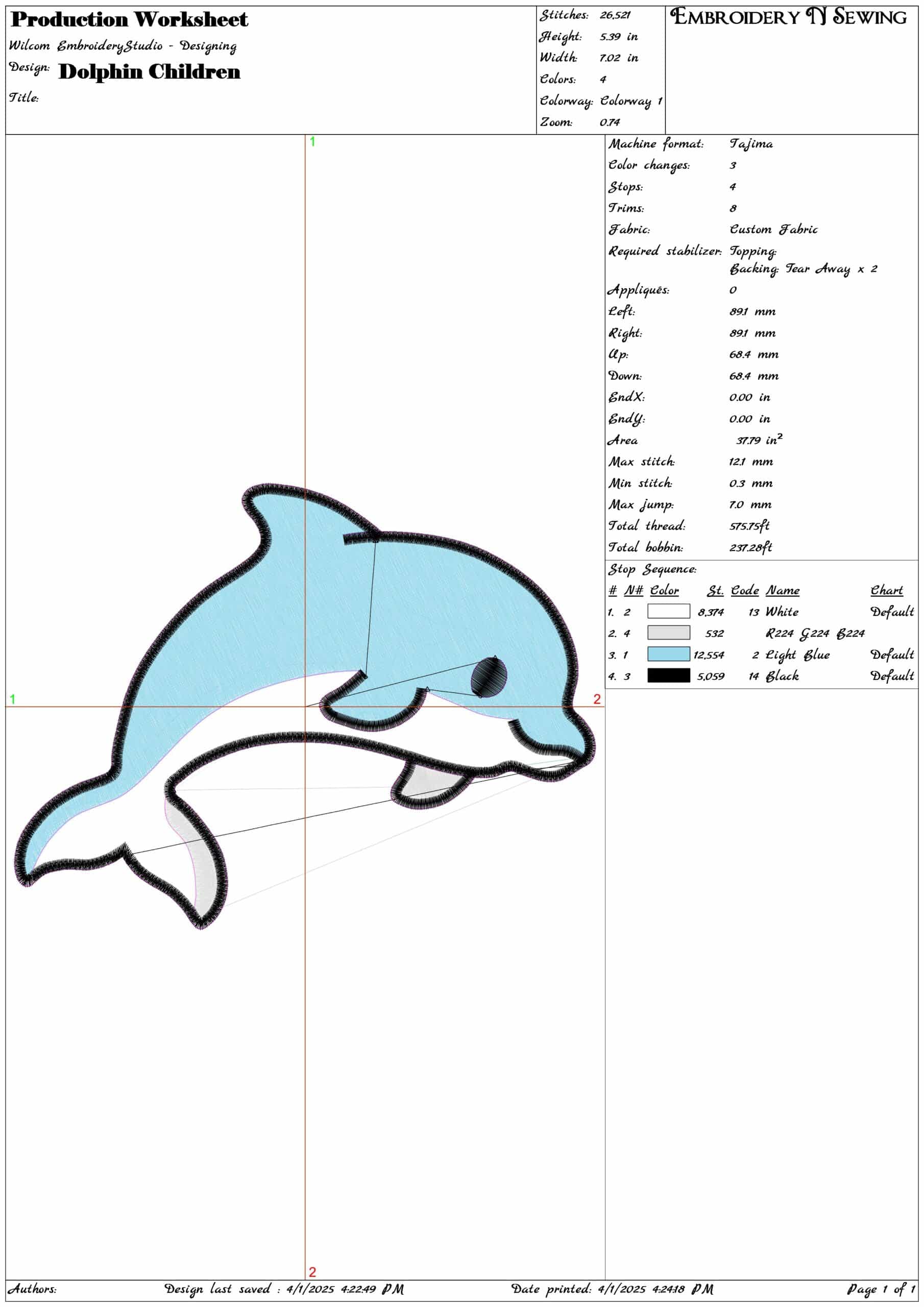 Dolphin Children- Elegant embroidery design file - instant download — view 3