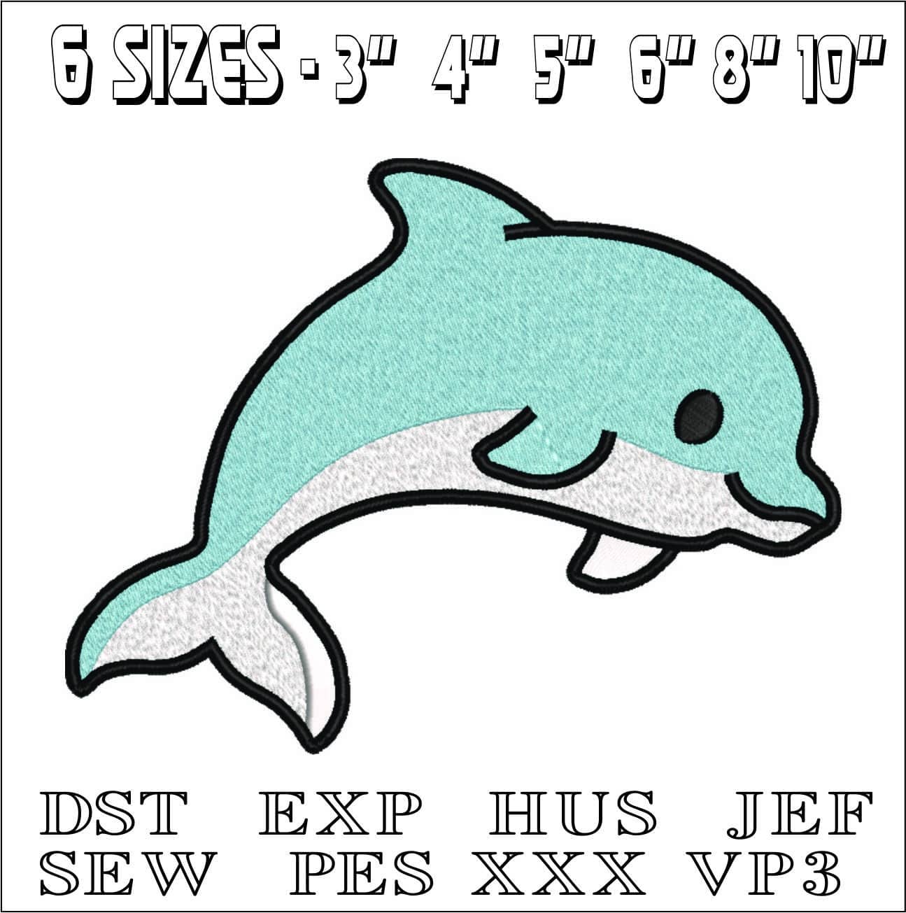 Dolphin Children- Elegant embroidery design file - instant download — view 2