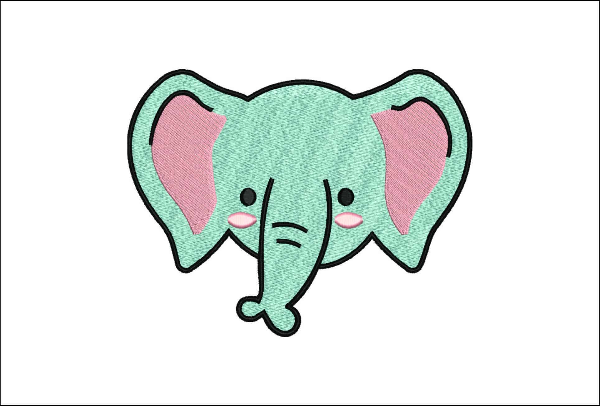 Elelphant Face Children- Elegant embroidery design file - instant download