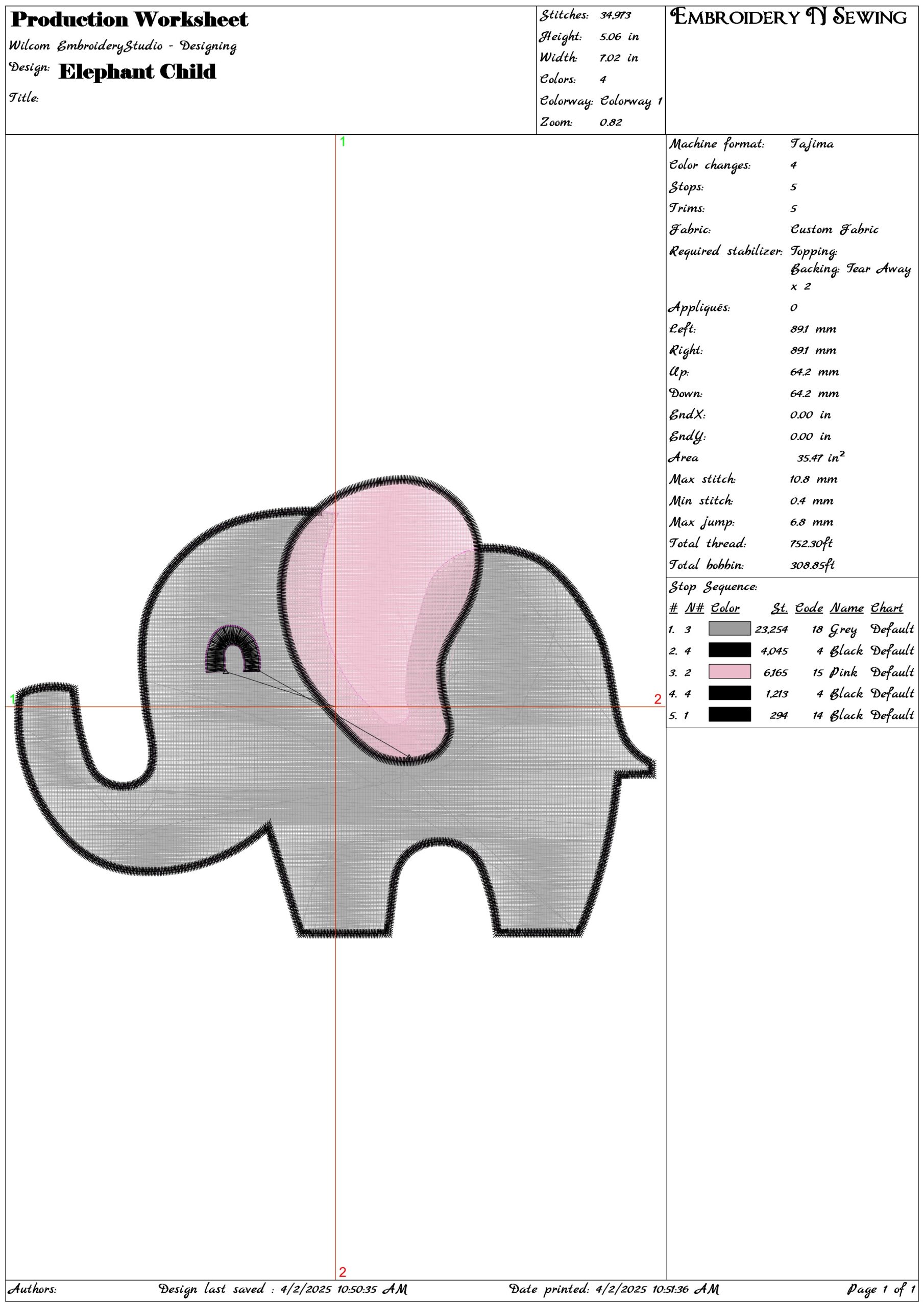 Elephant Child- Elegant embroidery design file - instant download — view 3