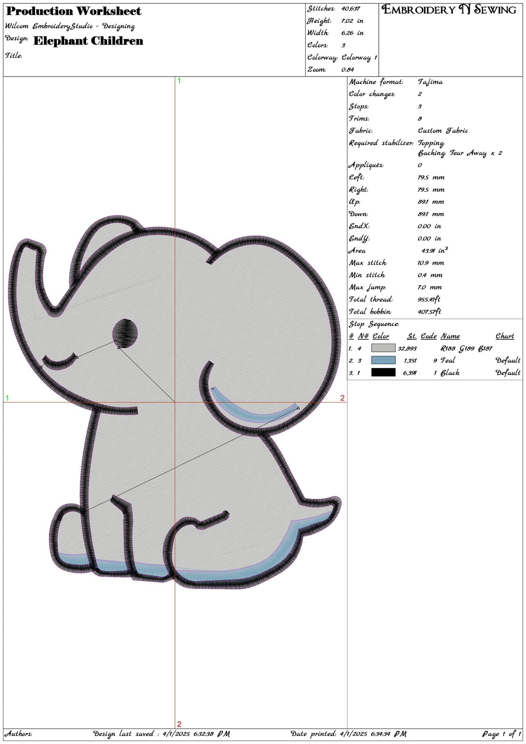 Elephant Children- Elegant embroidery design file - instant download — view 3