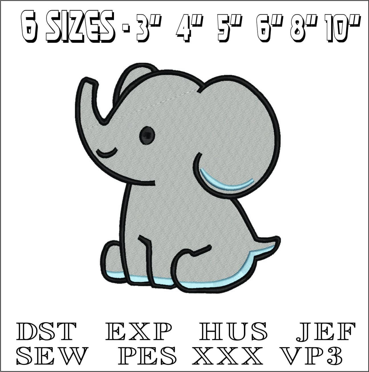 Elephant Children- Elegant embroidery design file - instant download — view 2