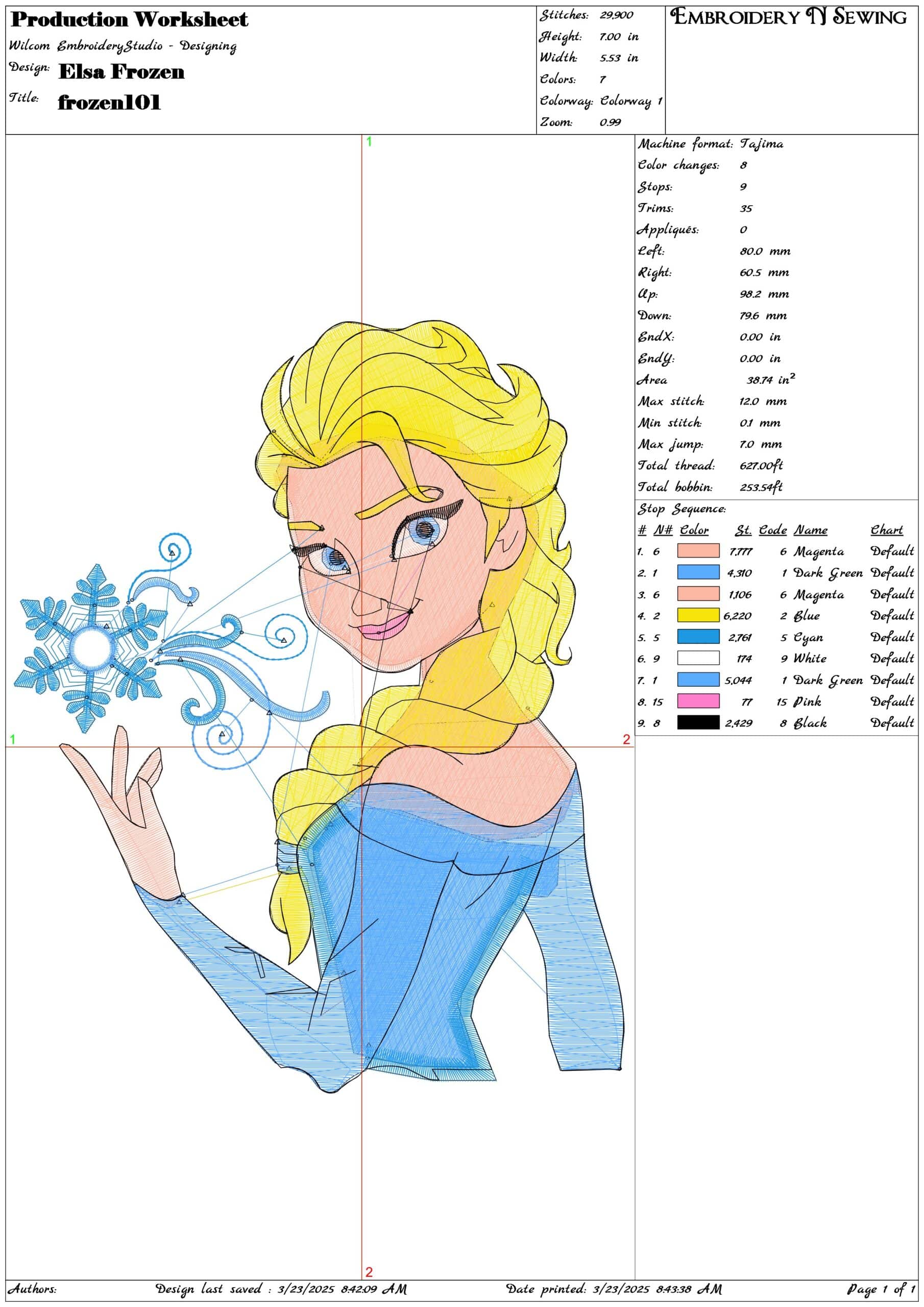 Elsa Frozen- Elegant embroidery design file - instant download — view 3