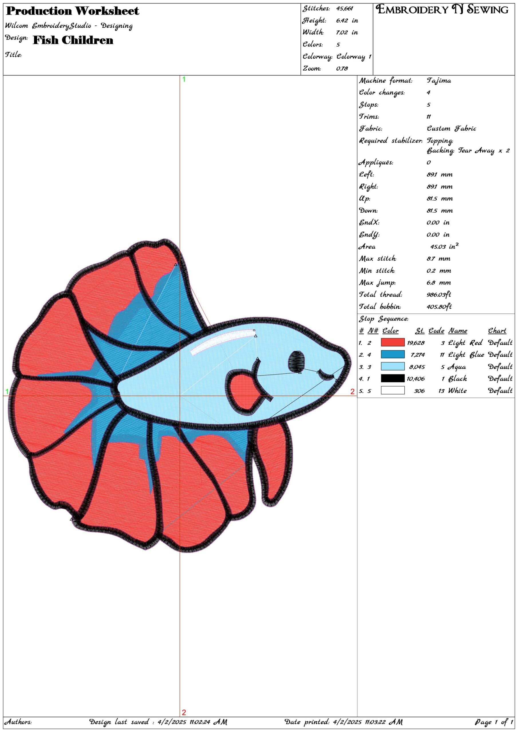 Fish Children- Elegant embroidery design file - instant download — view 3