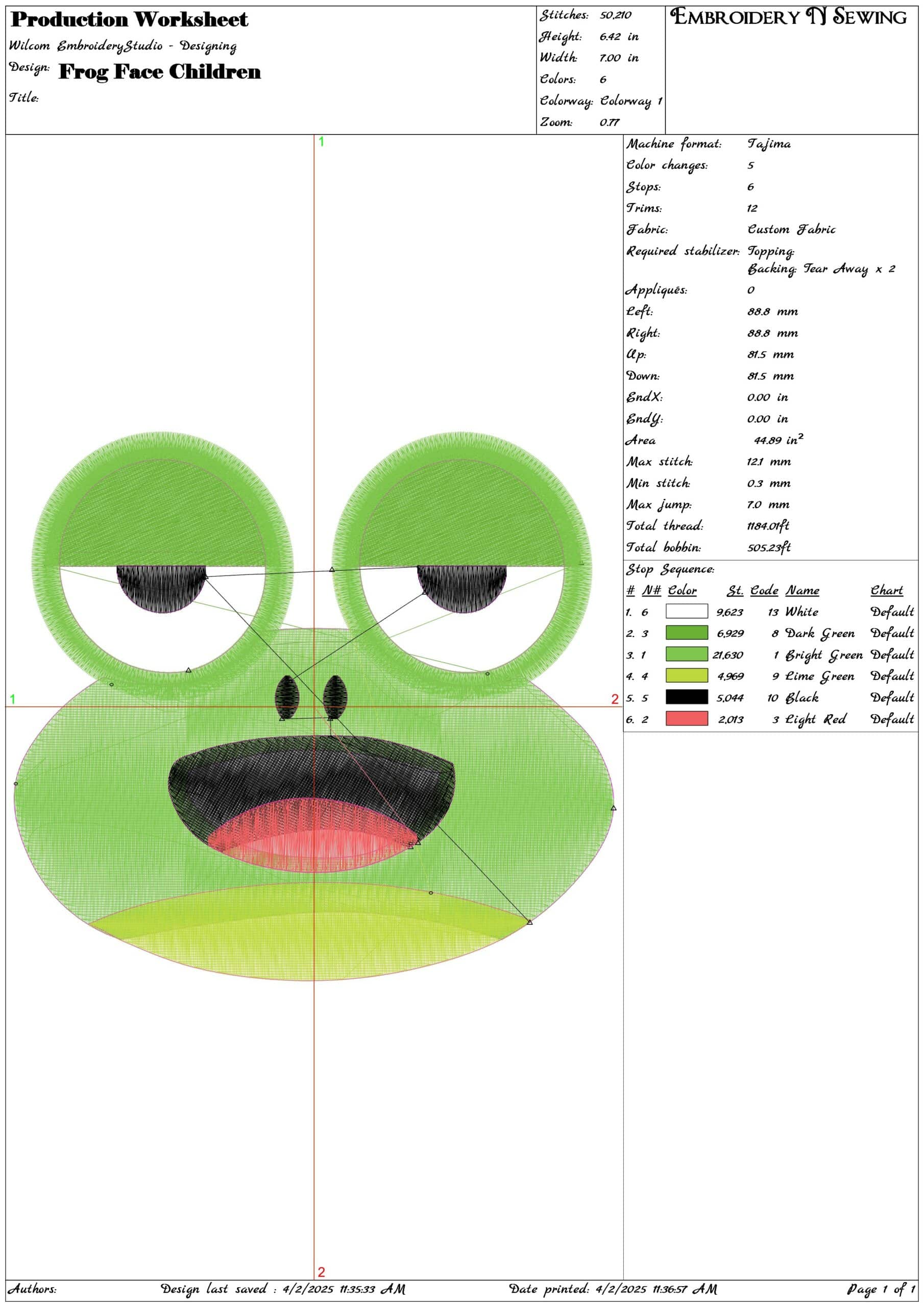 Frog Face Children- Elegant embroidery design file - instant download — view 3