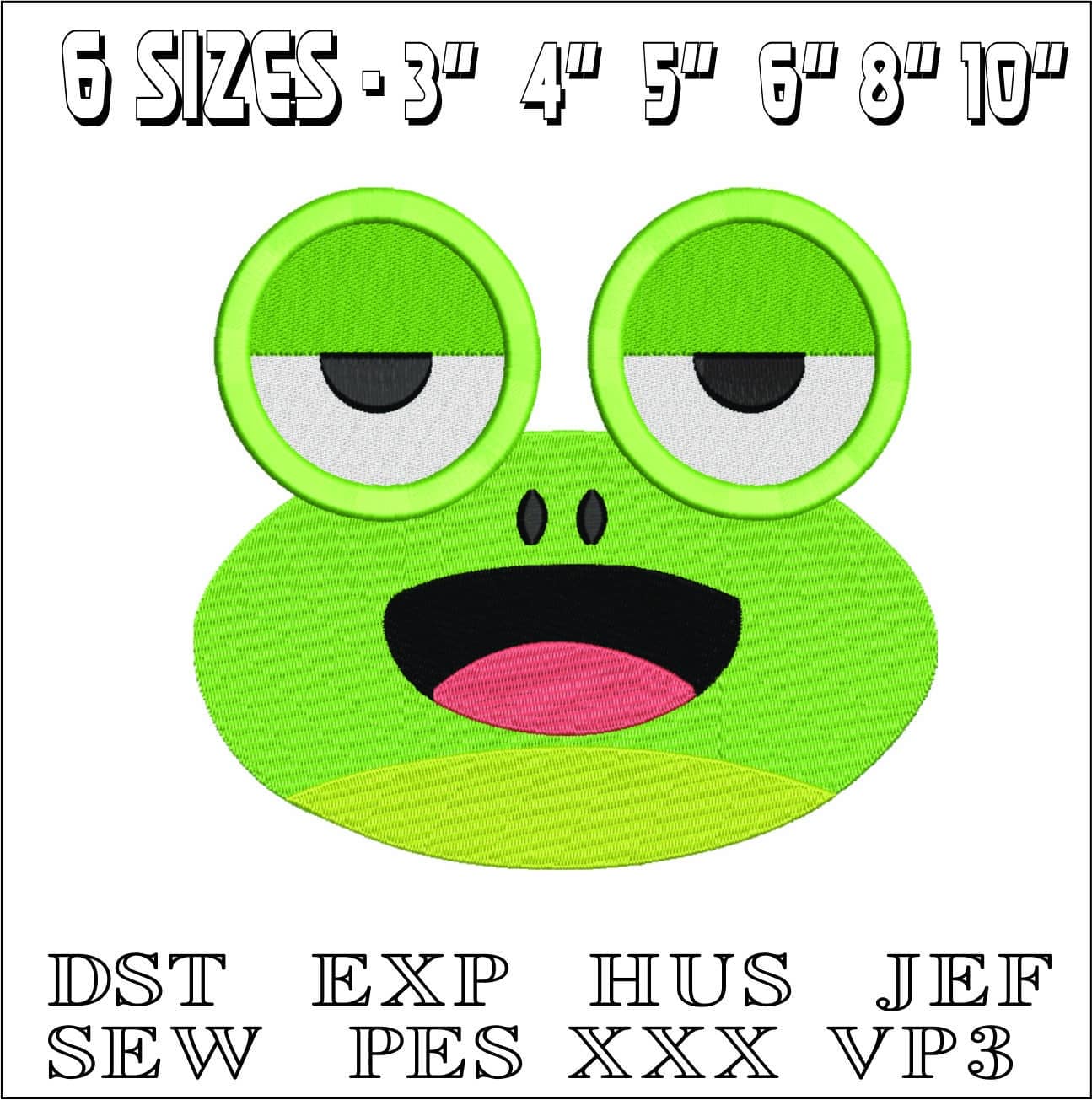 Frog Face Children- Elegant embroidery design file - instant download — view 2