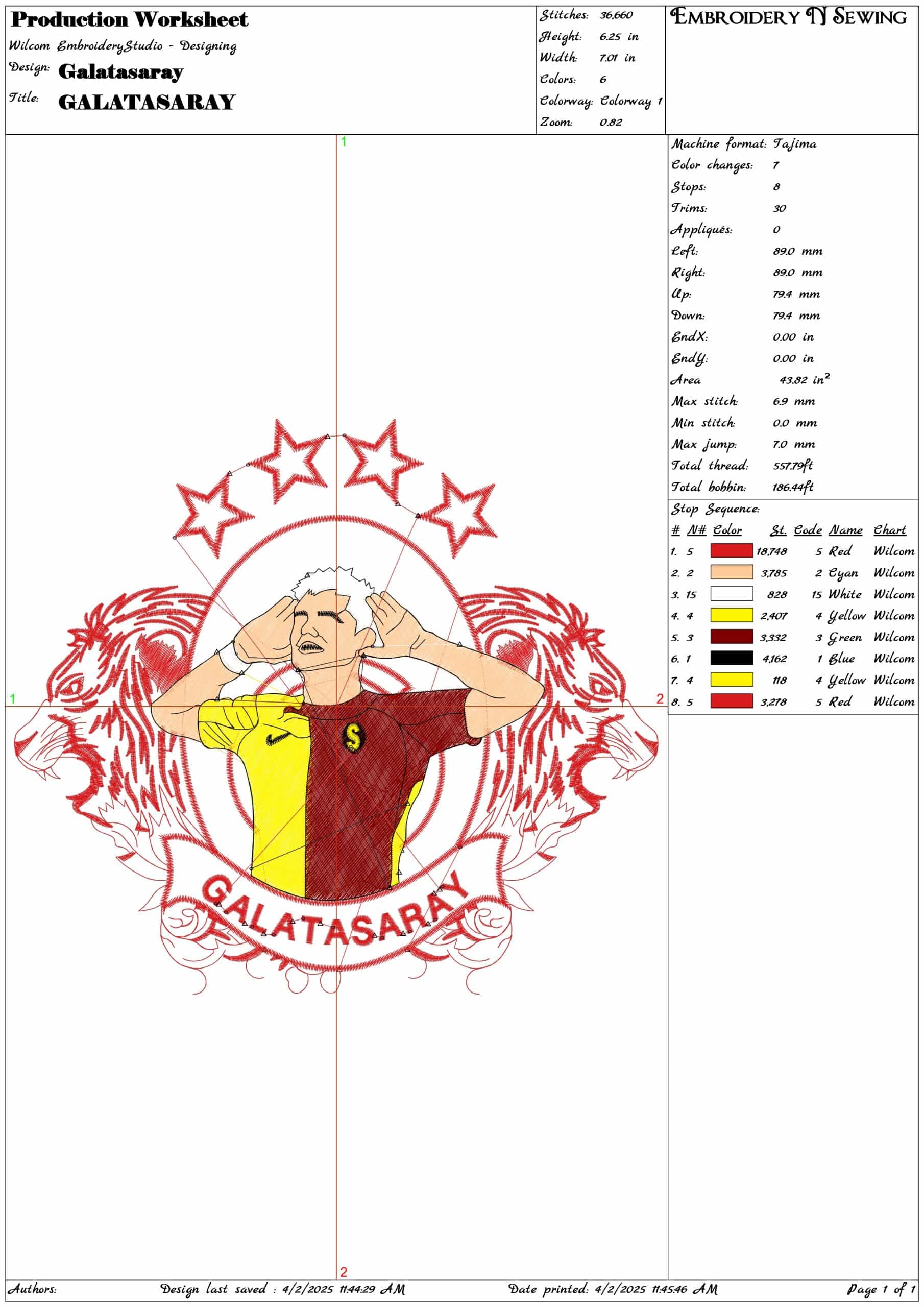 Galatasaray- Elegant embroidery design file - instant download — view 3
