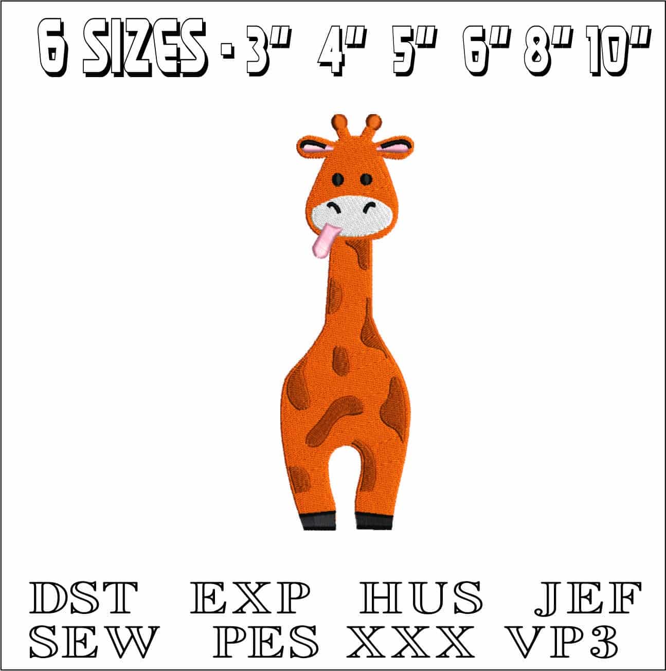 Girafe Front Children- Elegant embroidery design file - instant download — view 2