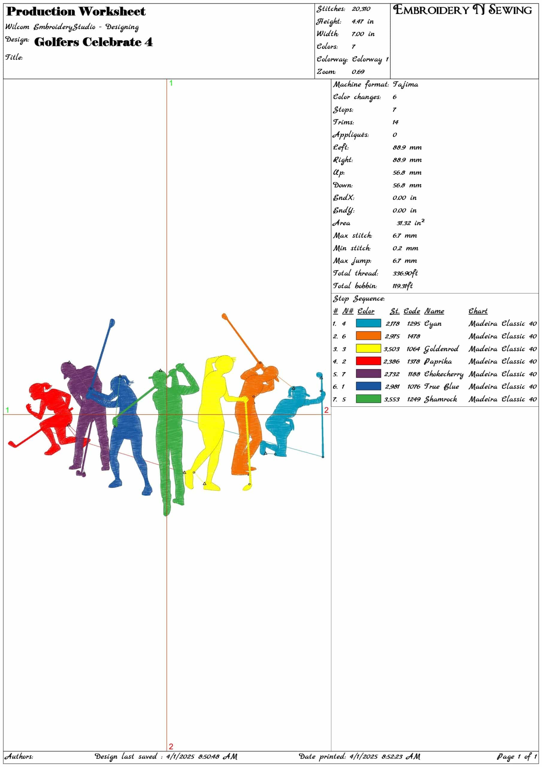 Golfer Celebrate 4- Elegant embroidery design file - instant download — view 3