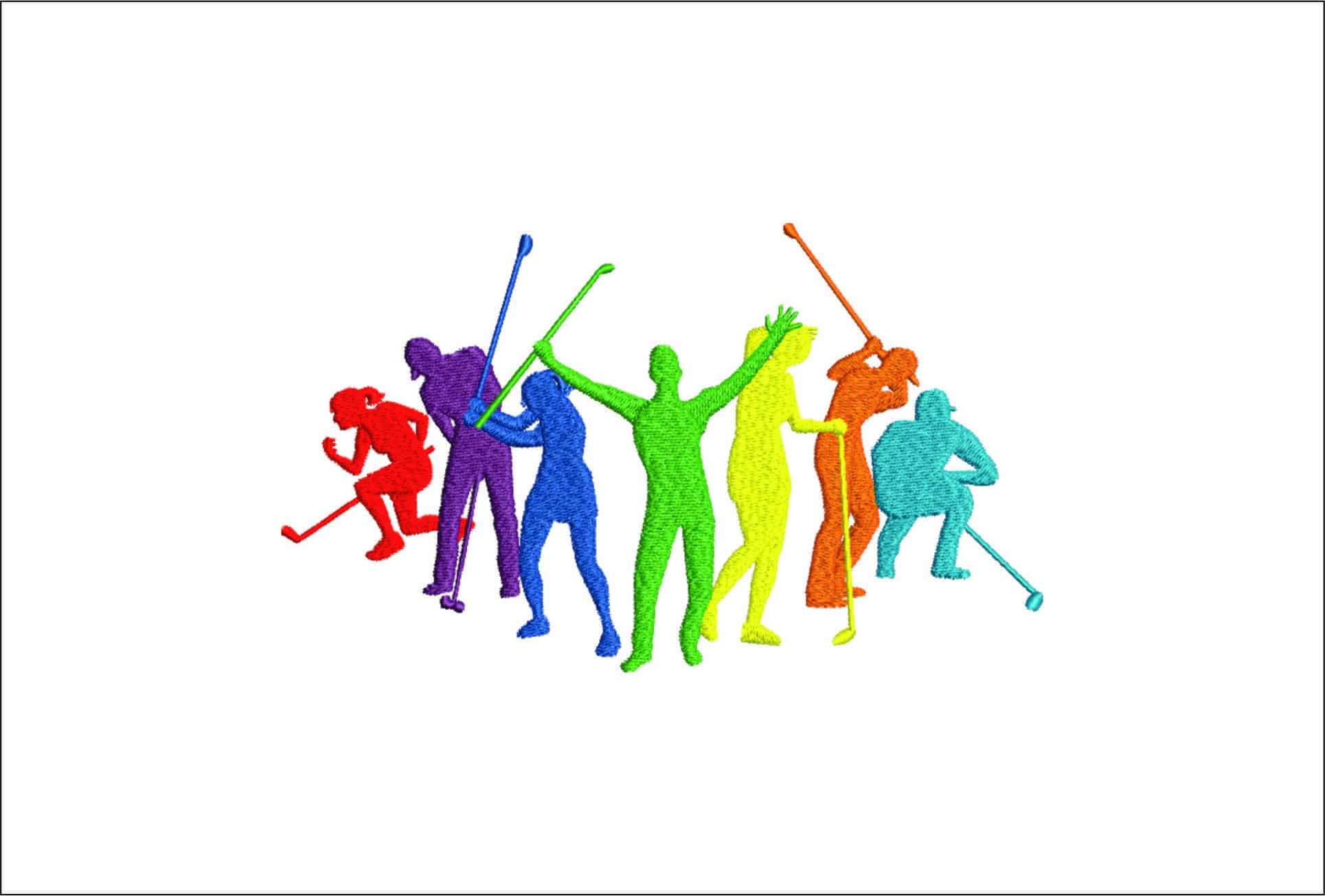 Golfers Celebrate 1- Elegant embroidery design file - instant download
