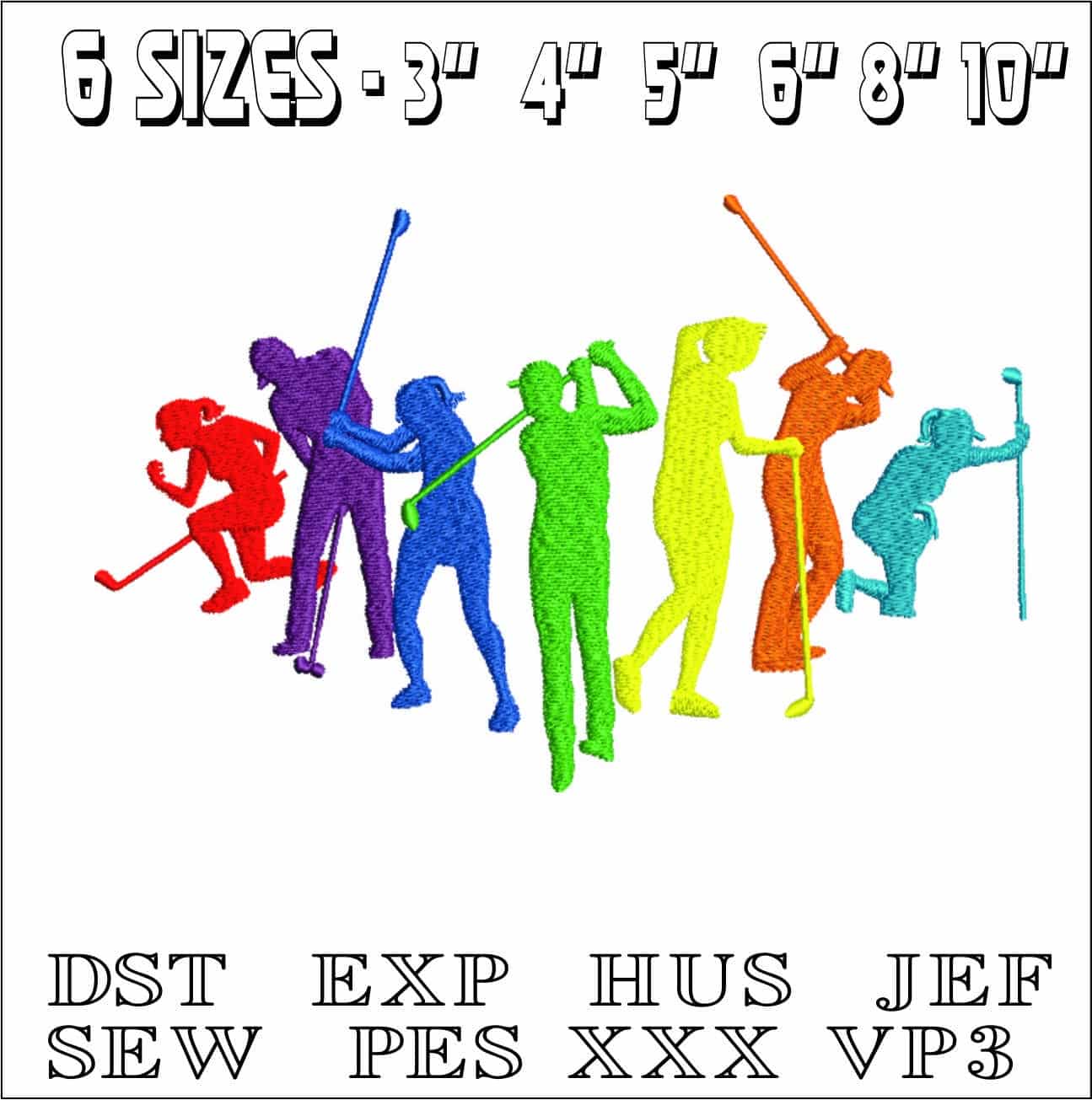Golfers Celebrate 1- Elegant embroidery design file - instant download — view 2