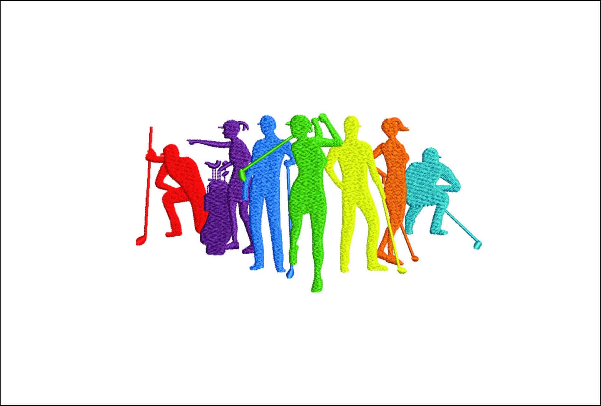 Golfers Celebrate 2- Elegant embroidery design file - instant download