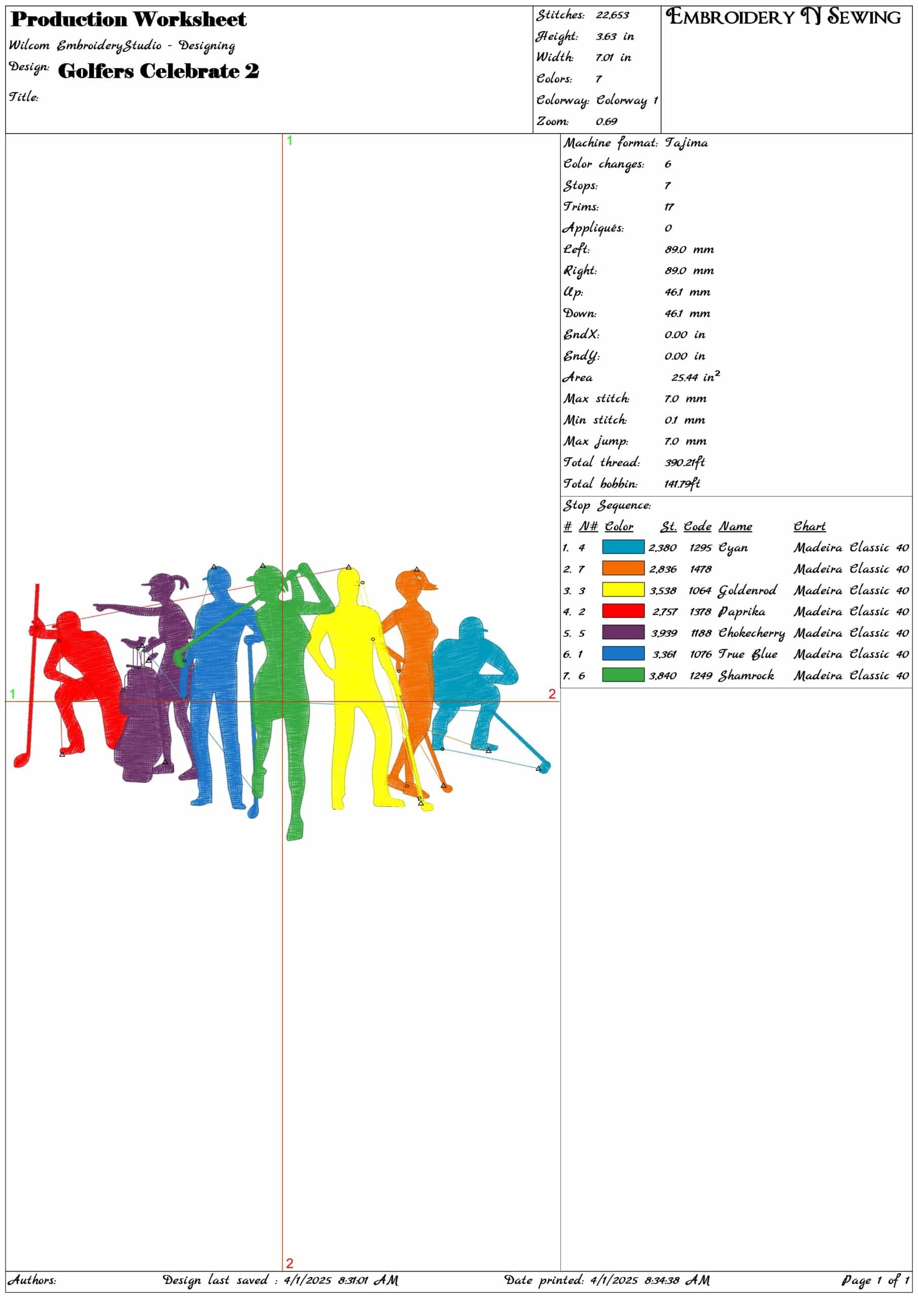 Golfers Celebrate 2- Elegant embroidery design file - instant download — view 3