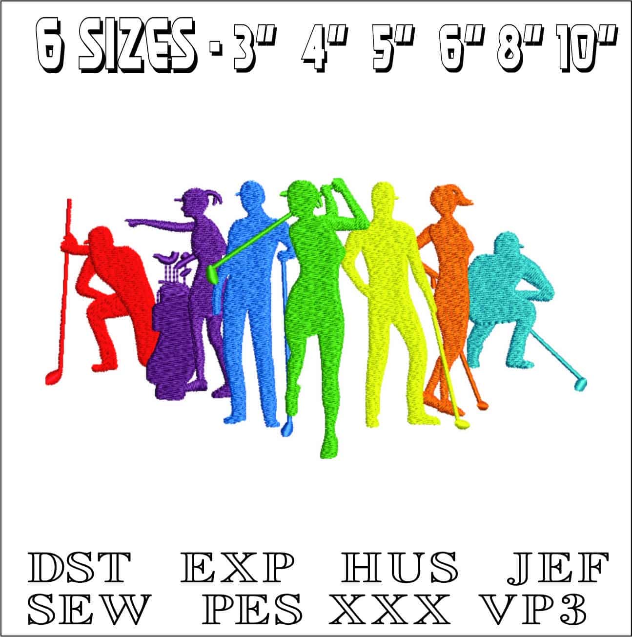 Golfers Celebrate 2- Elegant embroidery design file - instant download — view 2