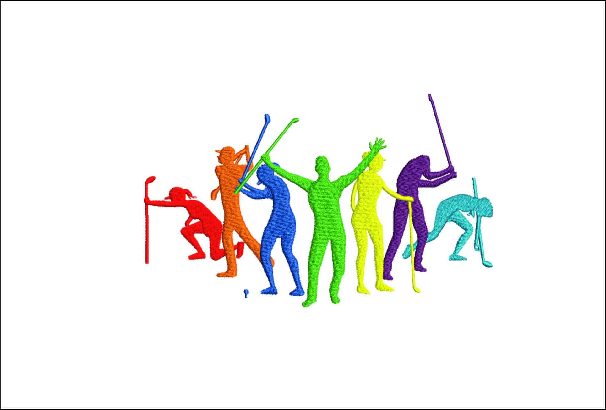 Golfers Celebrate 3- Elegant embroidery design file - instant download