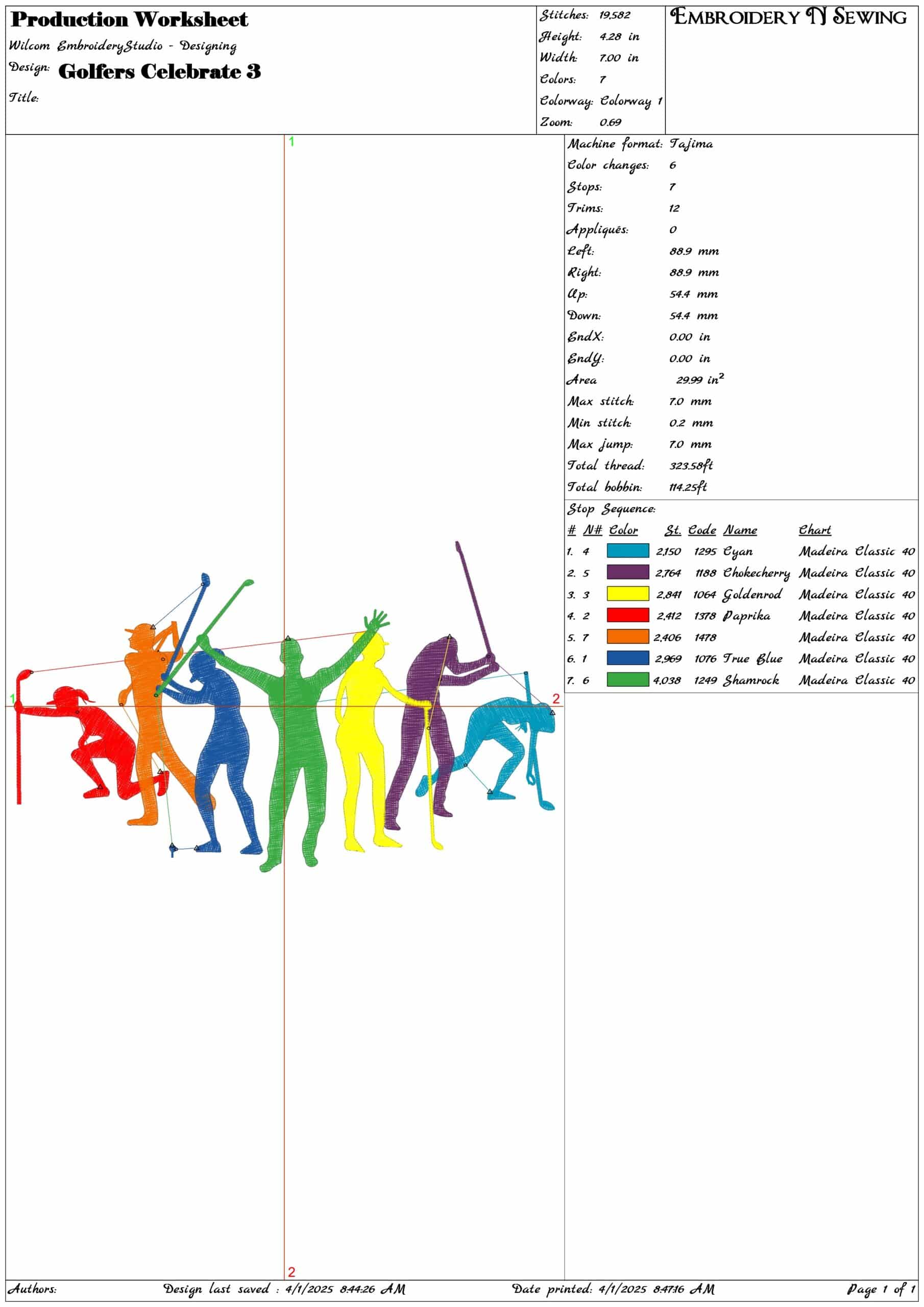 Golfers Celebrate 3- Elegant embroidery design file - instant download — view 3