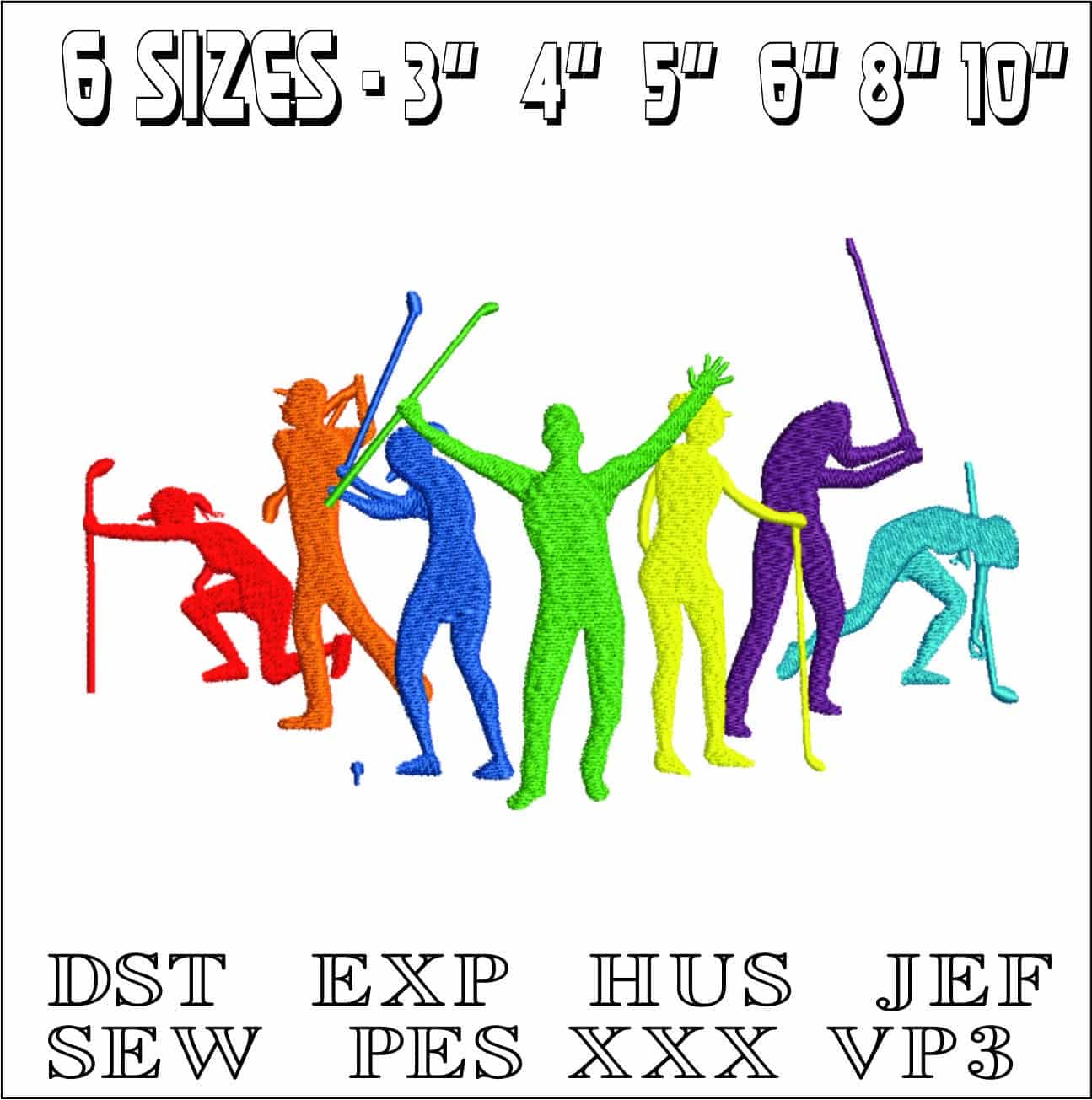 Golfers Celebrate 3- Elegant embroidery design file - instant download — view 2